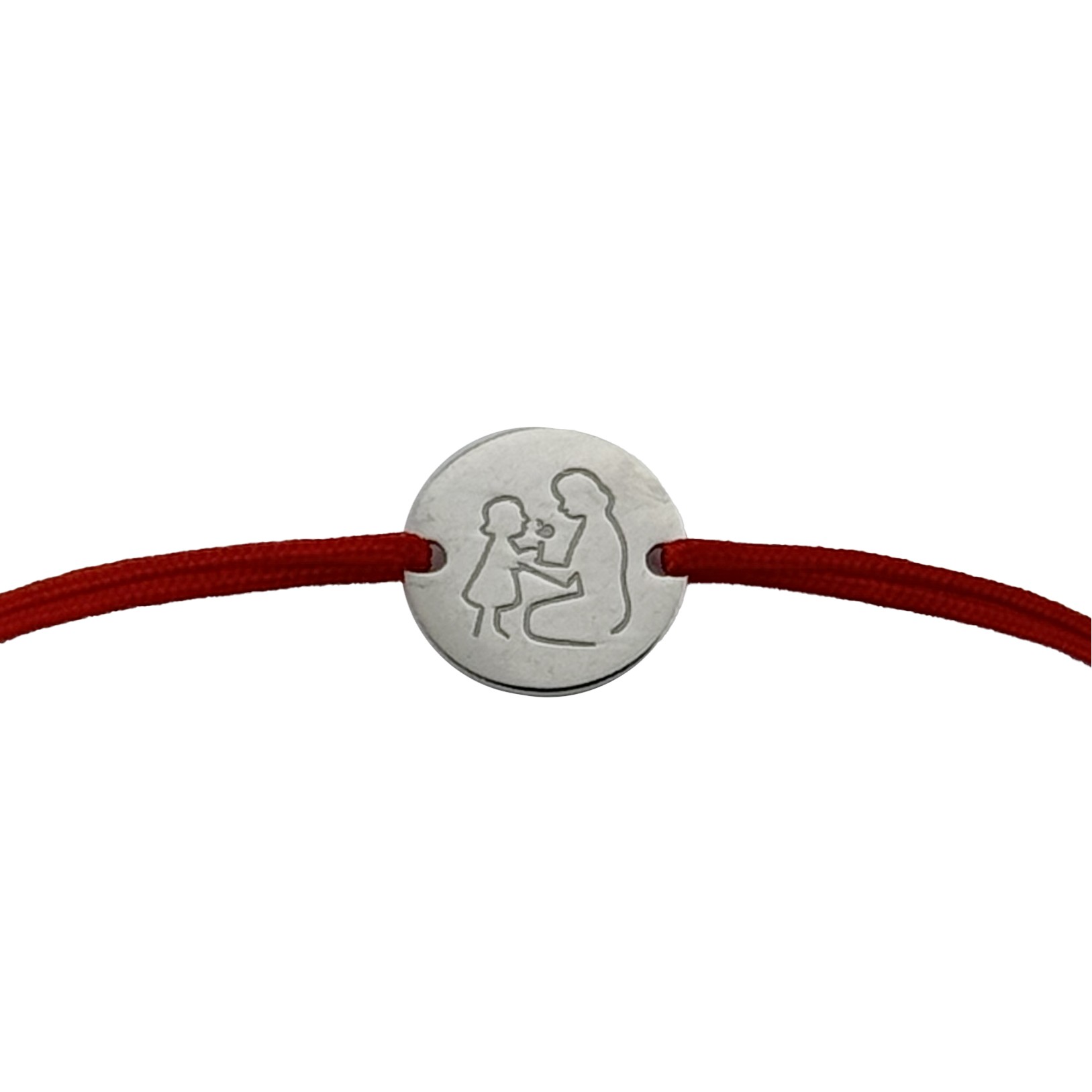 Bratara Cu Pandativ din Argint 925, Jolie Silver, Model Flori pentru Mama, Snur Textil Rosu, Dimensiune Reglabila, Nod Dublu, Ambalata Individual, 1.5 cm x 1.5 cm