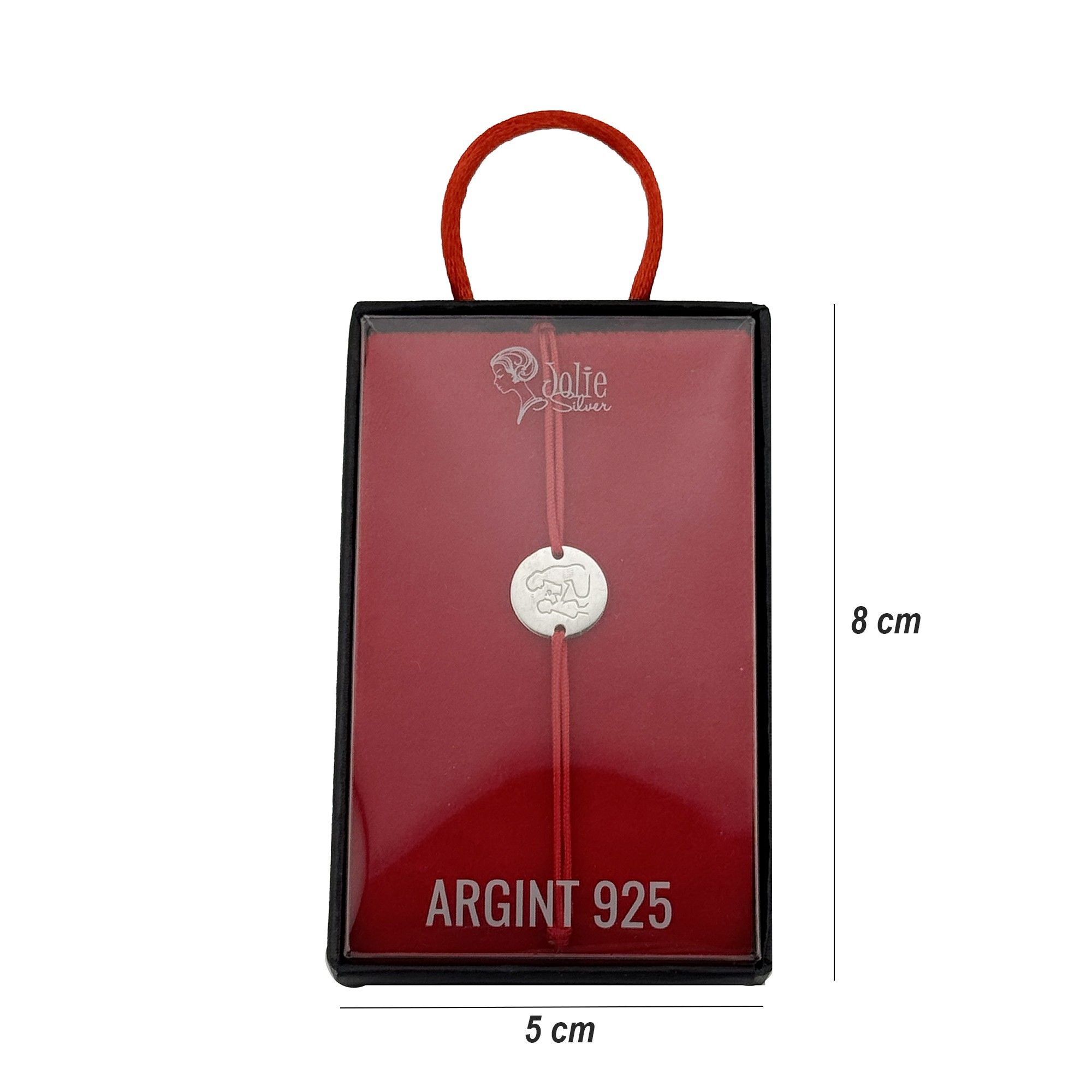 Bratara Cu Pandativ din Argint 925, Jolie Silver, Model Flori pentru Mama, Snur Textil Rosu, Dimensiune Reglabila, Nod Dublu, Ambalata Individual, 1.5 cm x 1.5 cm