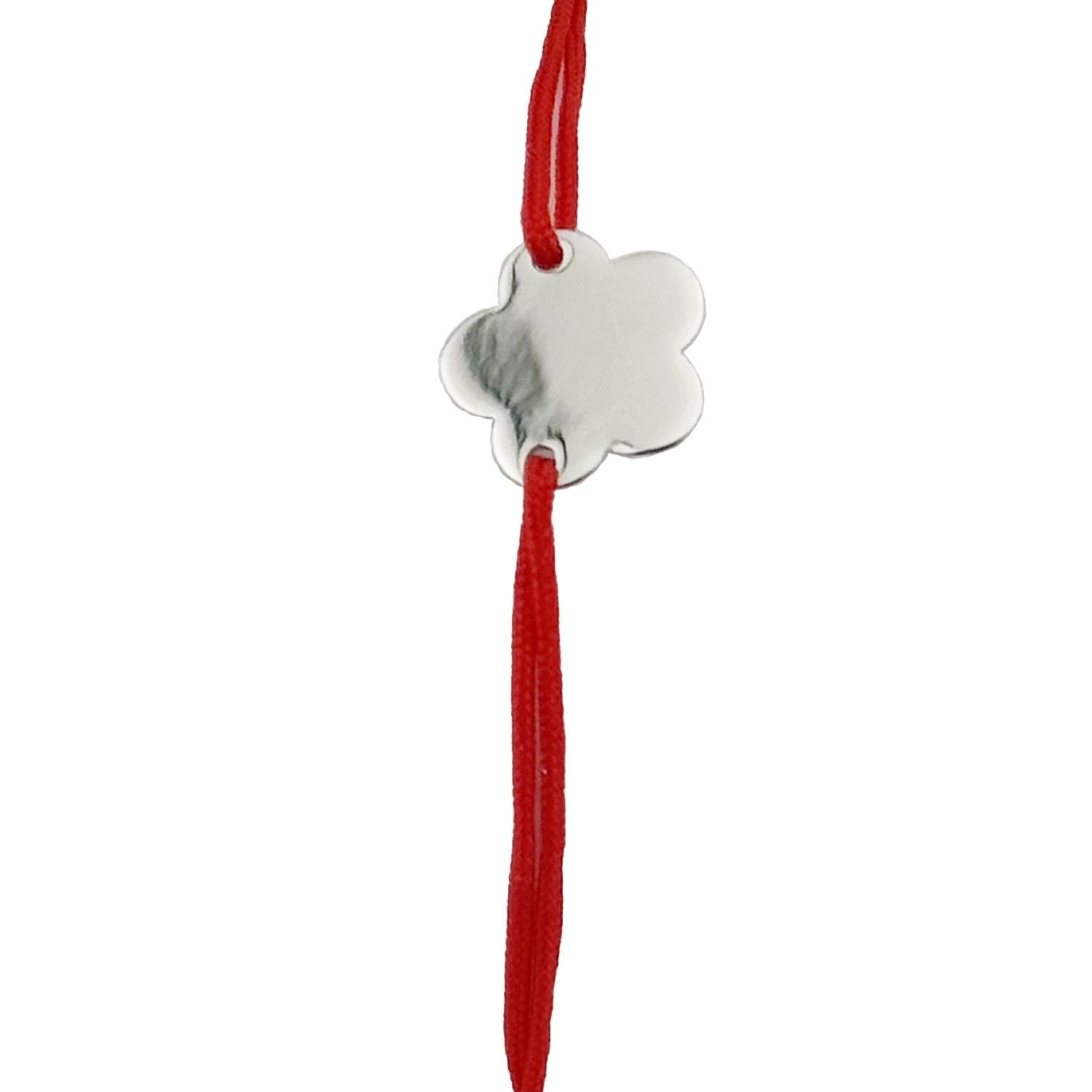 Martisor Bratara Argint 925 pentru Copii, Jolie, Model Floare, Martisor de 1 Martie, cu Snur Rosu, Argintiu