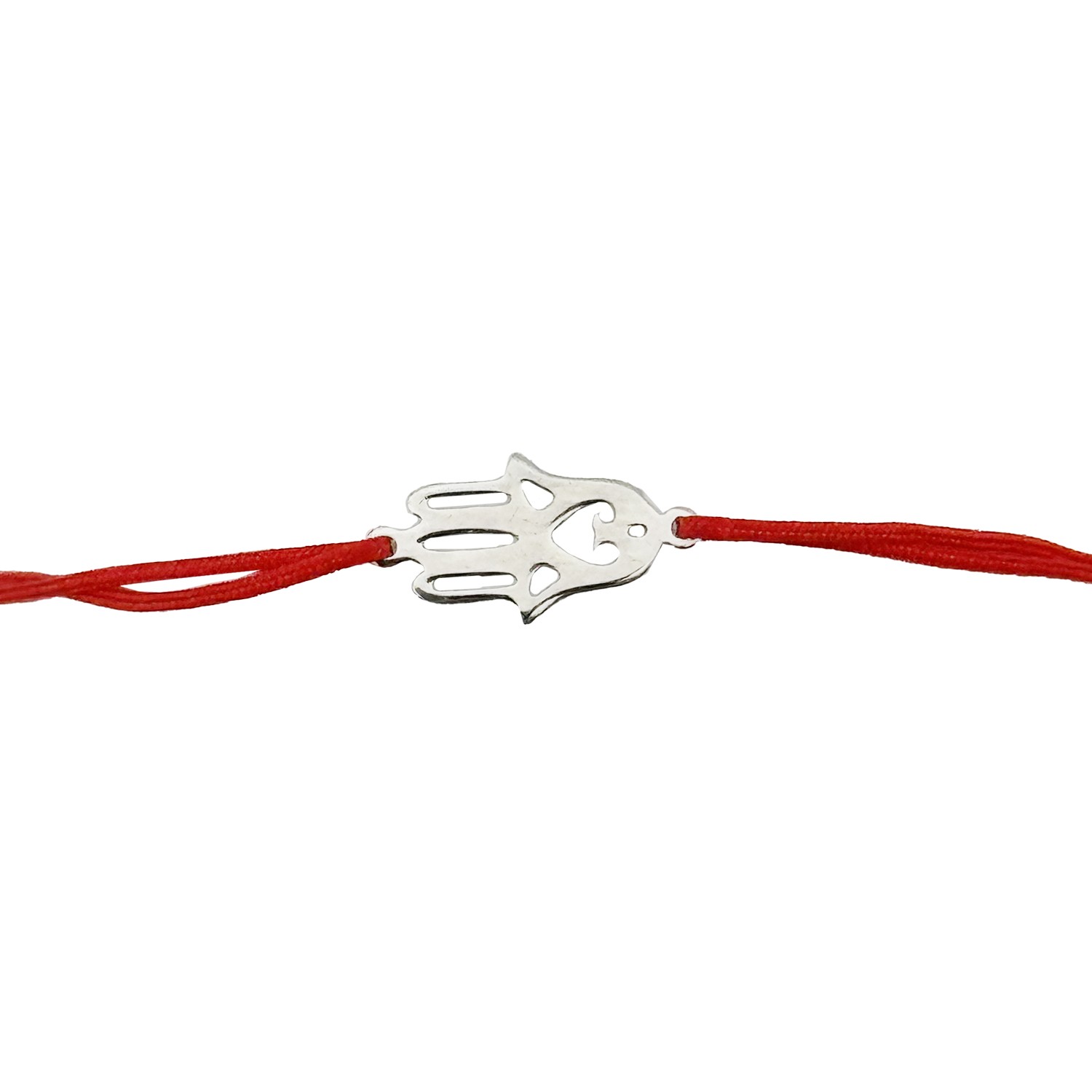 Martisor Bratara Argint 925 pentru Copii, Jolie, Model Mana, Martisor de 1 Martie, cu Snur Rosu, Argintiu