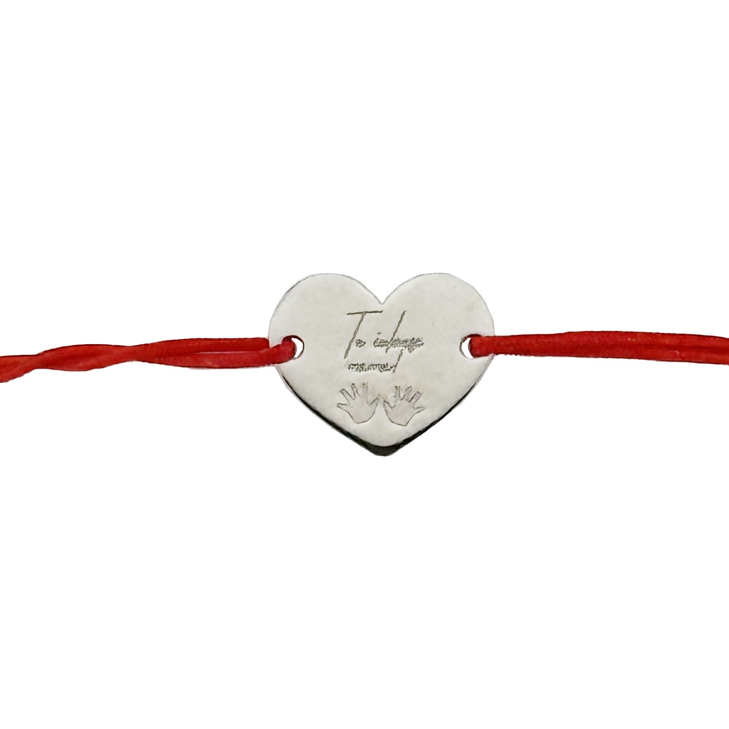 Martisor Bratara Argint 925 pentru Copii, Jolie, Model Inima Te Iubesc, Martisor de 1 Martie, cu Snur Rosu, Argintiu