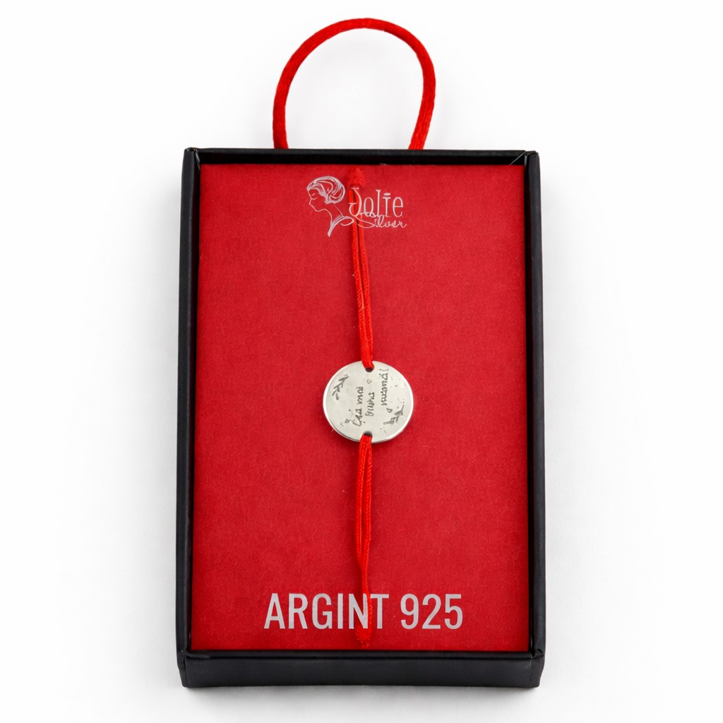 Bratara Martisor, Jolie Silver, Model Cea Mai Buna Mama, Argint 925, Snur Textil, 7.5 x 4.5 cm, Argintiu