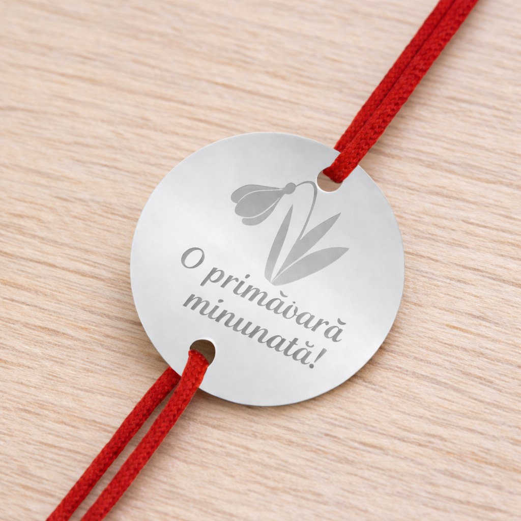 Bratara Martisor, Jolie Silver, Model Floare Gravata, Argint 925, Snur Textil, 7.5 x 4.5 cm, Argintiu