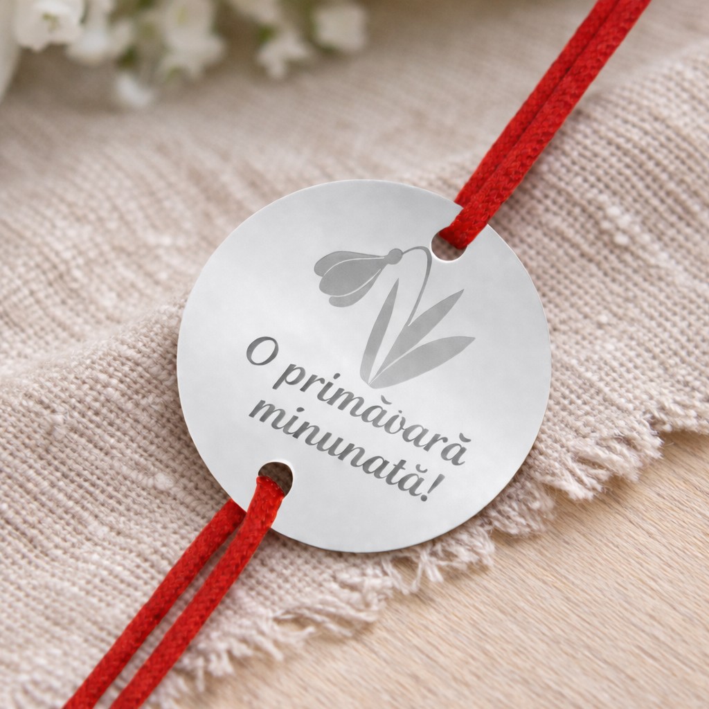 Bratara Martisor, Jolie Silver, Model Floare Gravata, Argint 925, Snur Textil, 7.5 x 4.5 cm, Argintiu