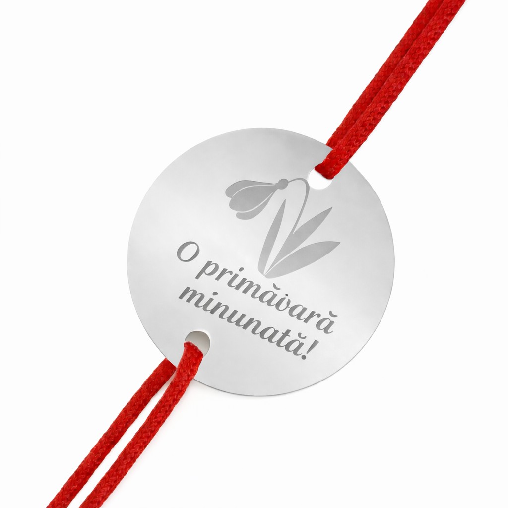 Bratara Martisor, Jolie Silver, Model Floare Gravata, Argint 925, Snur Textil, 7.5 x 4.5 cm, Argintiu