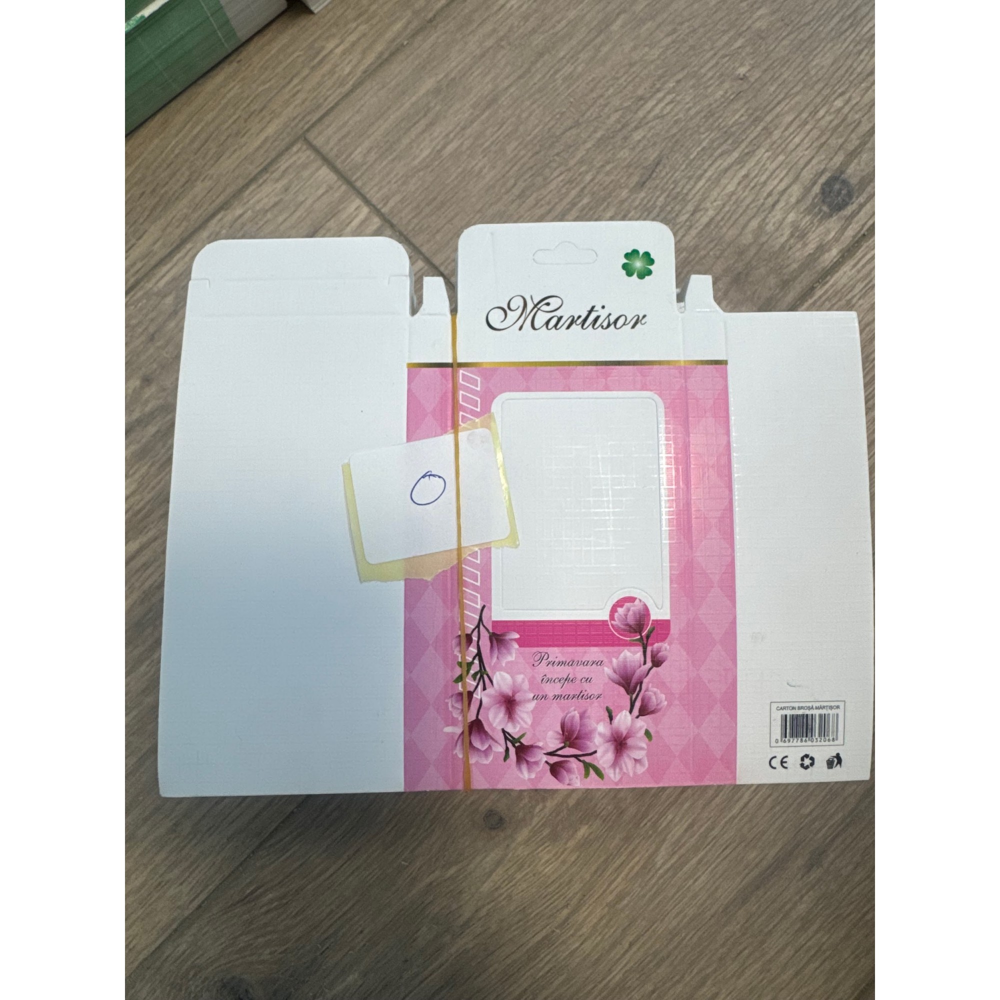 Ambalaje Martisor - Set 200 Bucati Ambalaj Brosa, decupaj dreptunghiular, Model Flori Roz