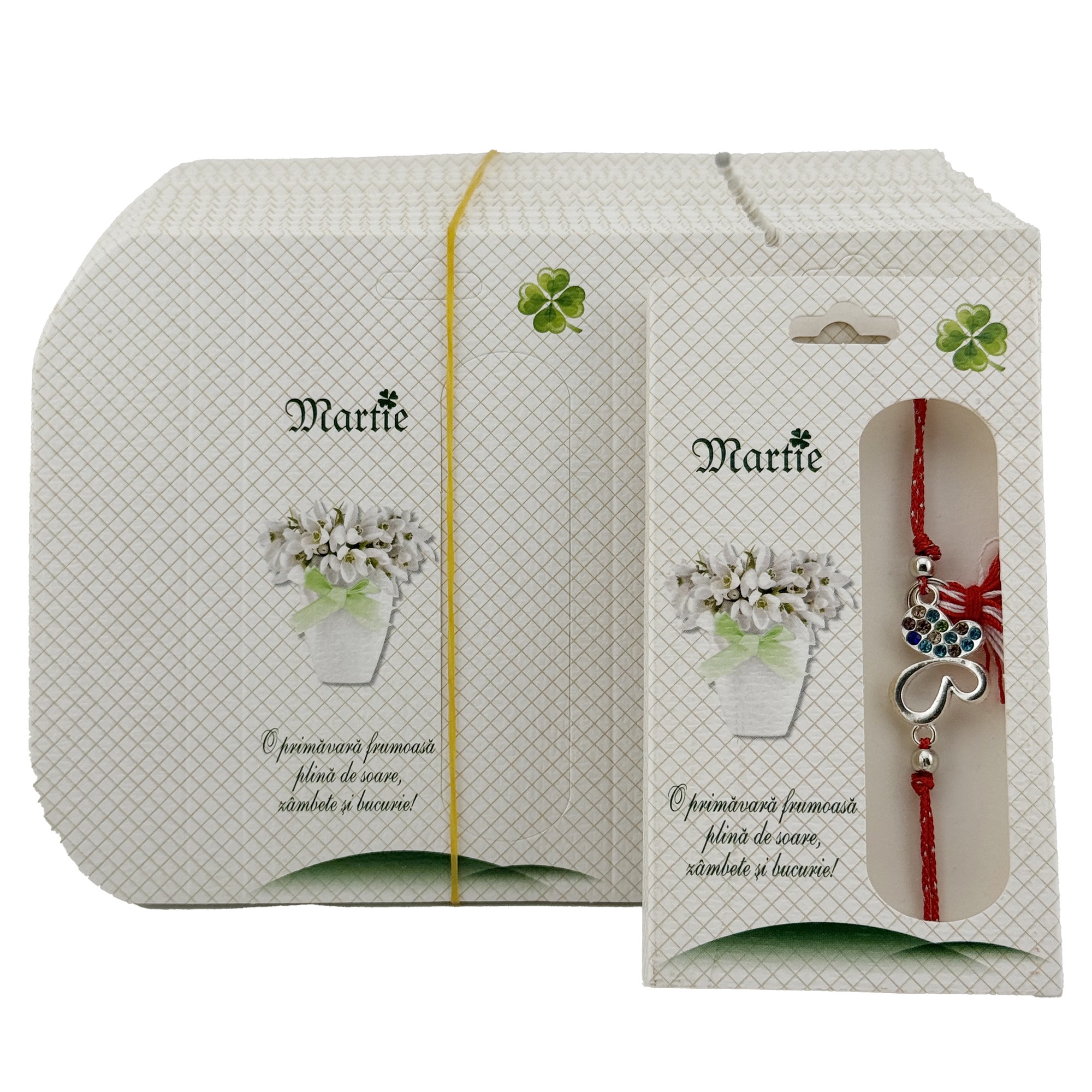 Ambalaje pentru Bratara Martisoare, Flippy, Set 200 Bucati, Cutii Brosa, Model Flori, Crem