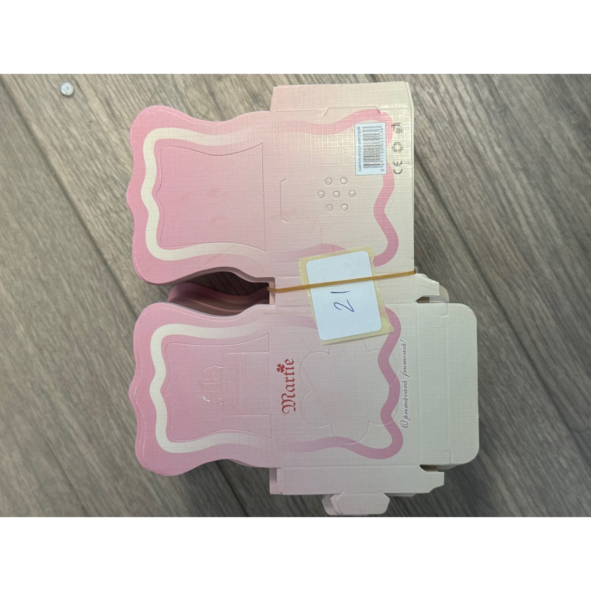 Ambalaje Martisor - Set 200 Bucati Ambalaje de Carton pentru Martisoare, Flippy, Cutii Brosa, Model Gentuta, Roz Deschis