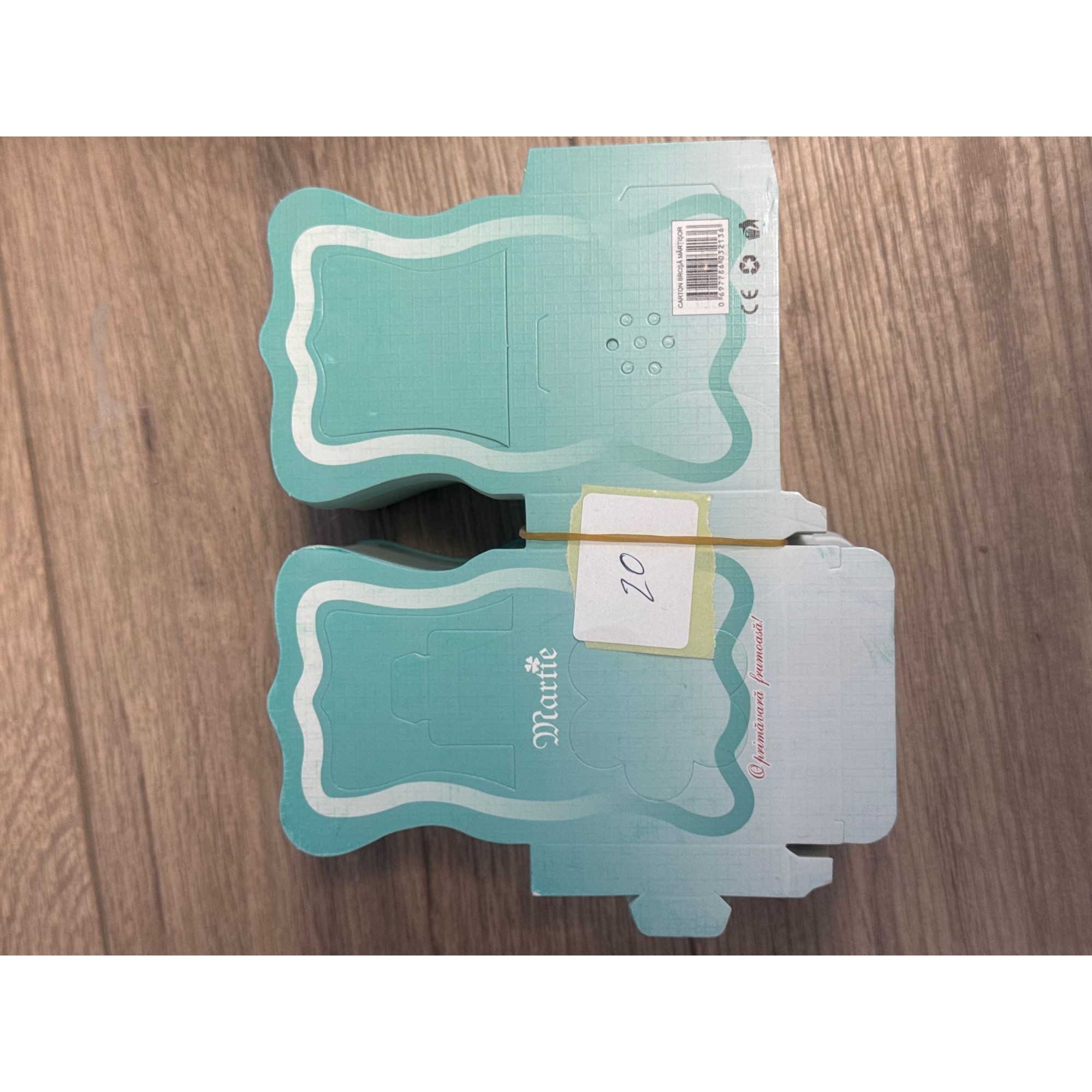 Ambalaje Martisor - Set 200 Bucati Ambalaje de Carton pentru Martisoare, Flippy, Cutii Brosa, Model Gentuta, Albastru