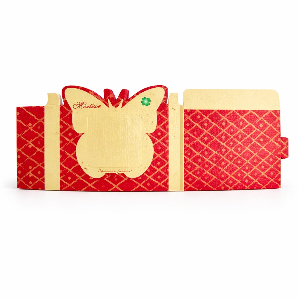 Ambalaje de Carton pentru Martisoare, Flippy, Set 200 Bucati, Cutii pentru Brose Martisor, Model Fluture, 10 x 5 cm, Rosu