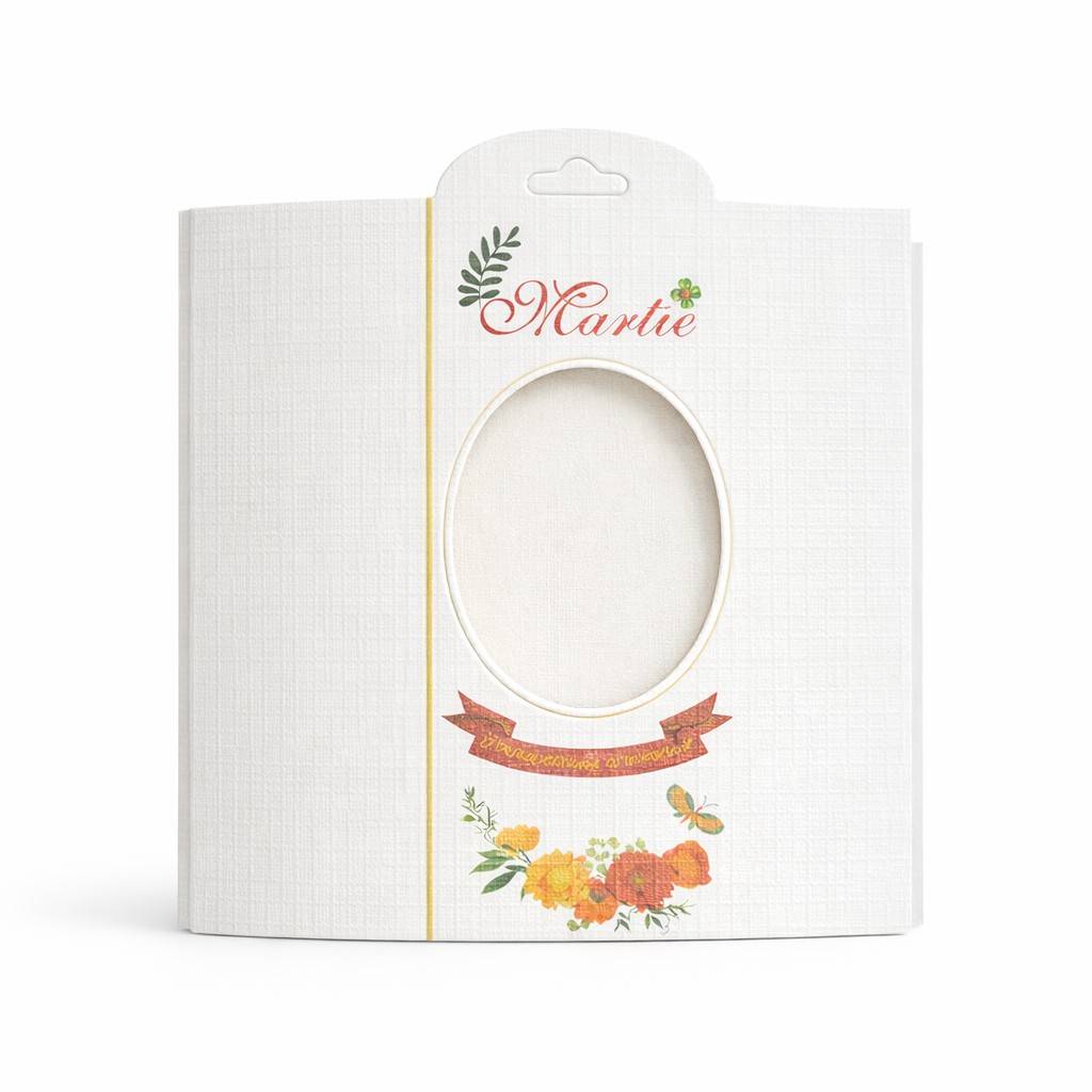 Ambalaje de Carton pentru Martisoare, Flippy, Set 100 Bucati, Cutii pentru Brose Martisor, Model Floricele,9 x 5,5 cm, Alb