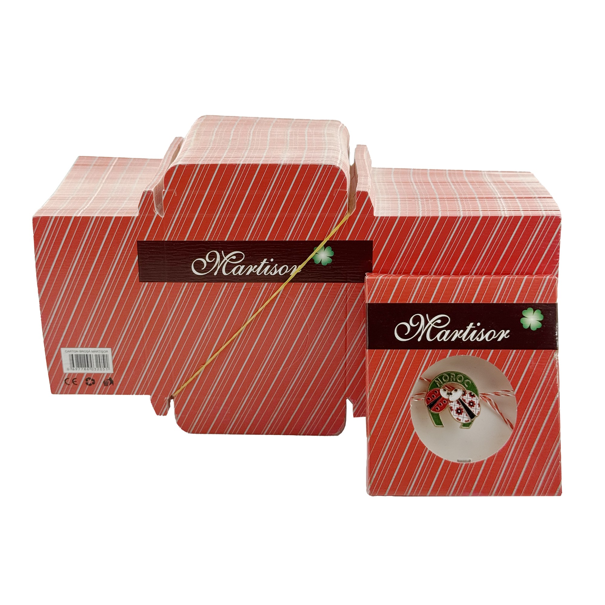 Ambalaje de Carton pentru Martisoare, Flippy, Set 200 Bucati, Cutii pentru Brosa Martisor, Model Rosu, 8 x 7 cm,  Decupaj Central Rotund