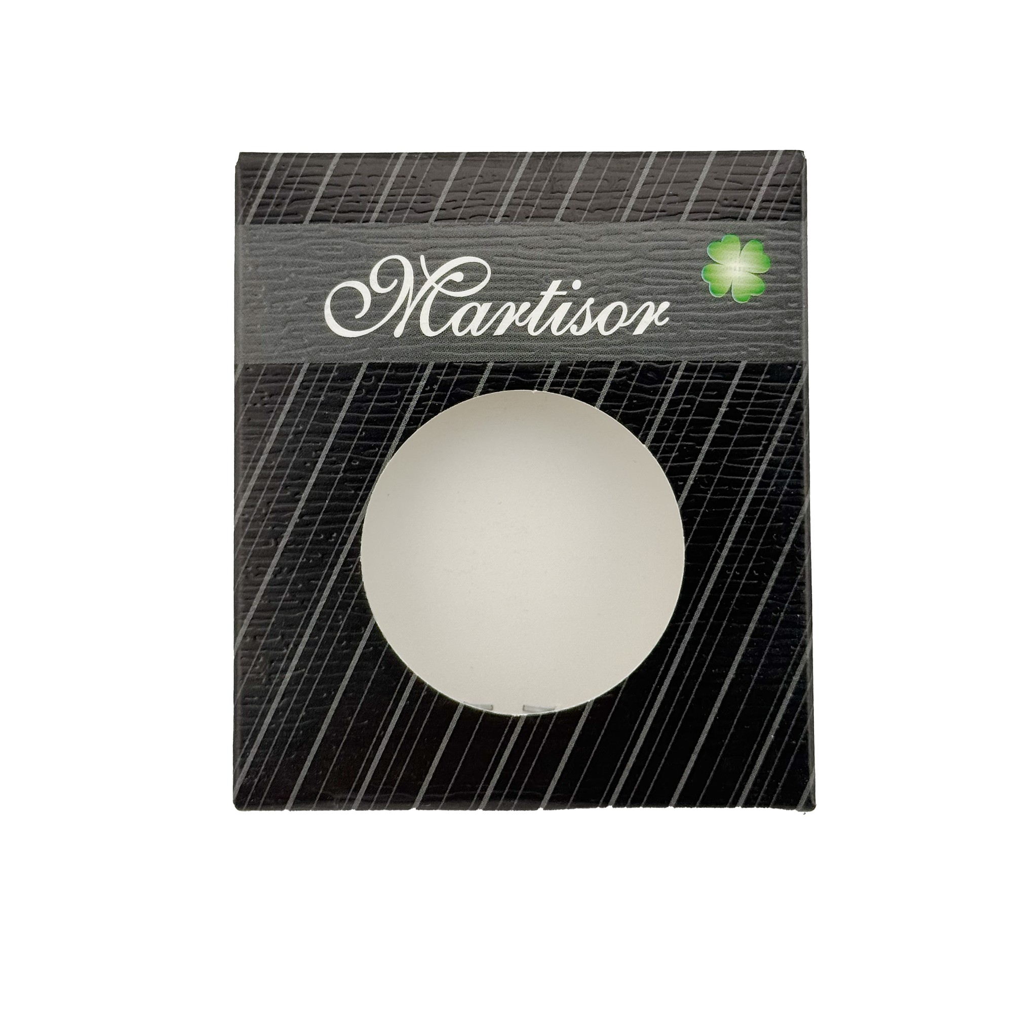 Ambalaje de Carton pentru Martisoare, Flippy, Set 200 Bucati, Cutii pentru Brosa Martisor, Model Negru cu Dungi, 8 x 7 cm,  Decupaj Central Rotund