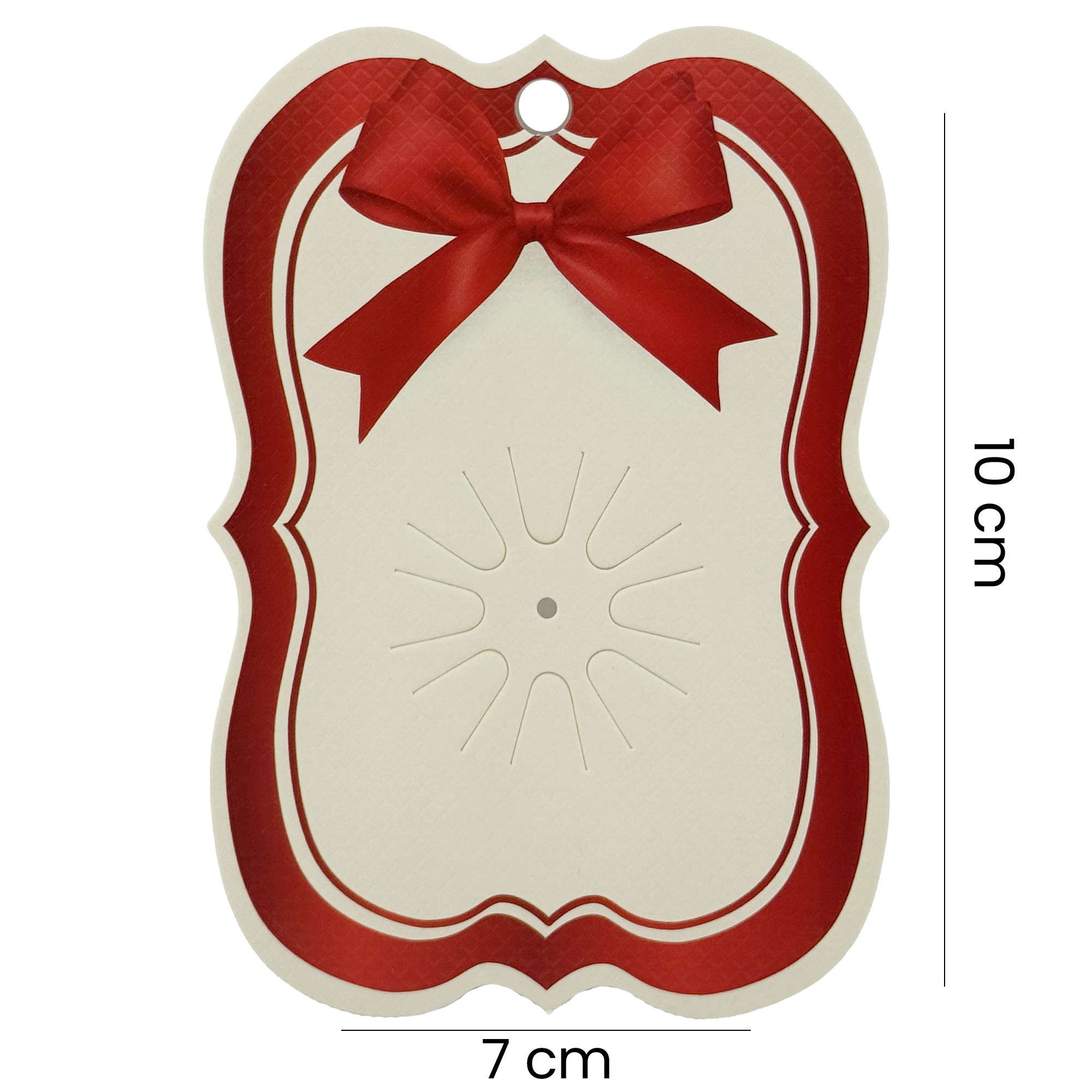 Cartonase Ambalaj pentru Martisor, Flippy, Set 100 buc, Model Printat cu Fundita, 10 x 7 cm, Rosu/Cream