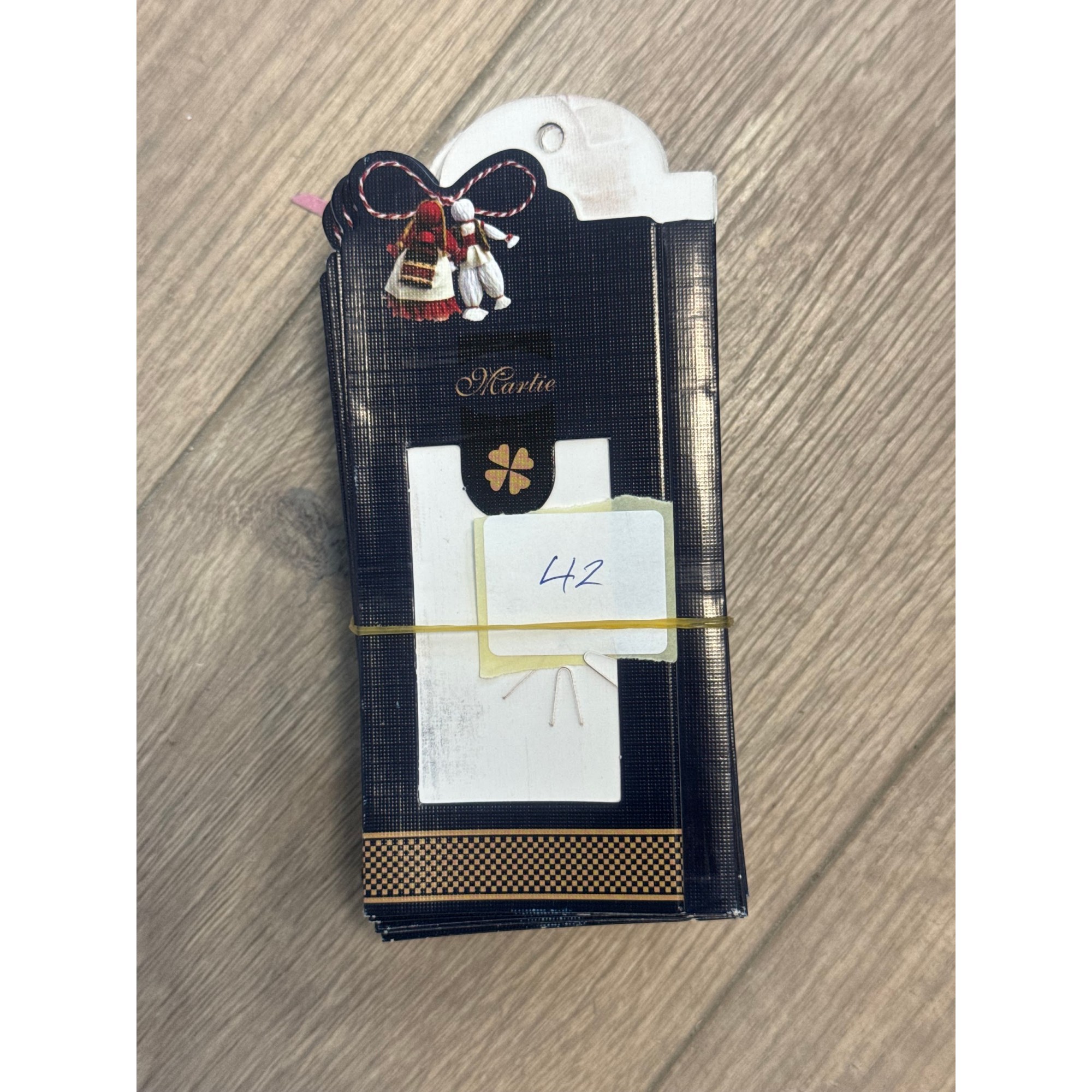 Ambalaje Martisor - Set 50 Bucati Ambalaje de Carton pentru Martisoare, Flippy, Cutii Brosa, Model Traditional, Negru