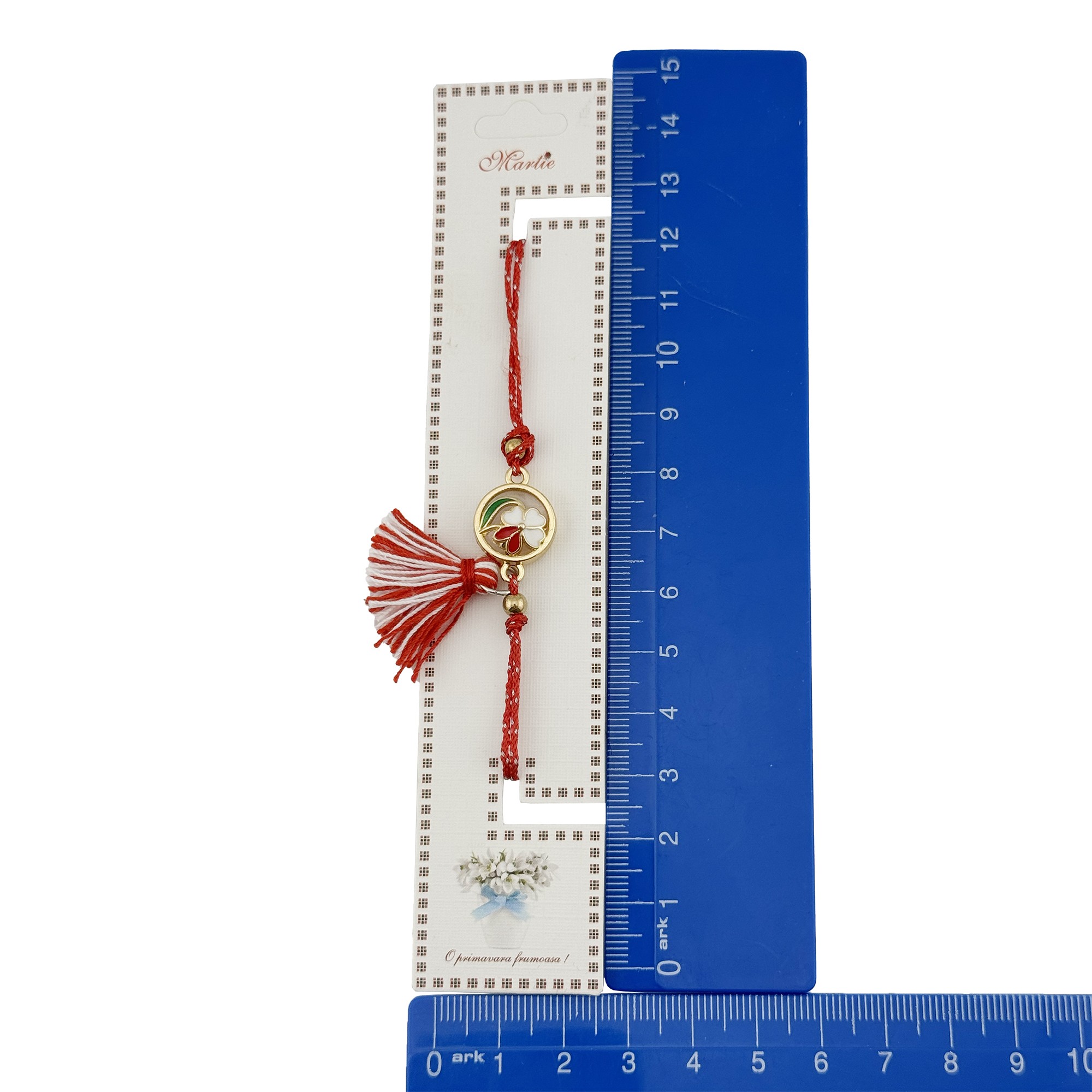 Set 100 Buc Cartonase pentru Bratara Martisor, Flippy, Model Ghiocei, 15 x 3 cm, Design Traditional de Primavara, Carton Rezistent