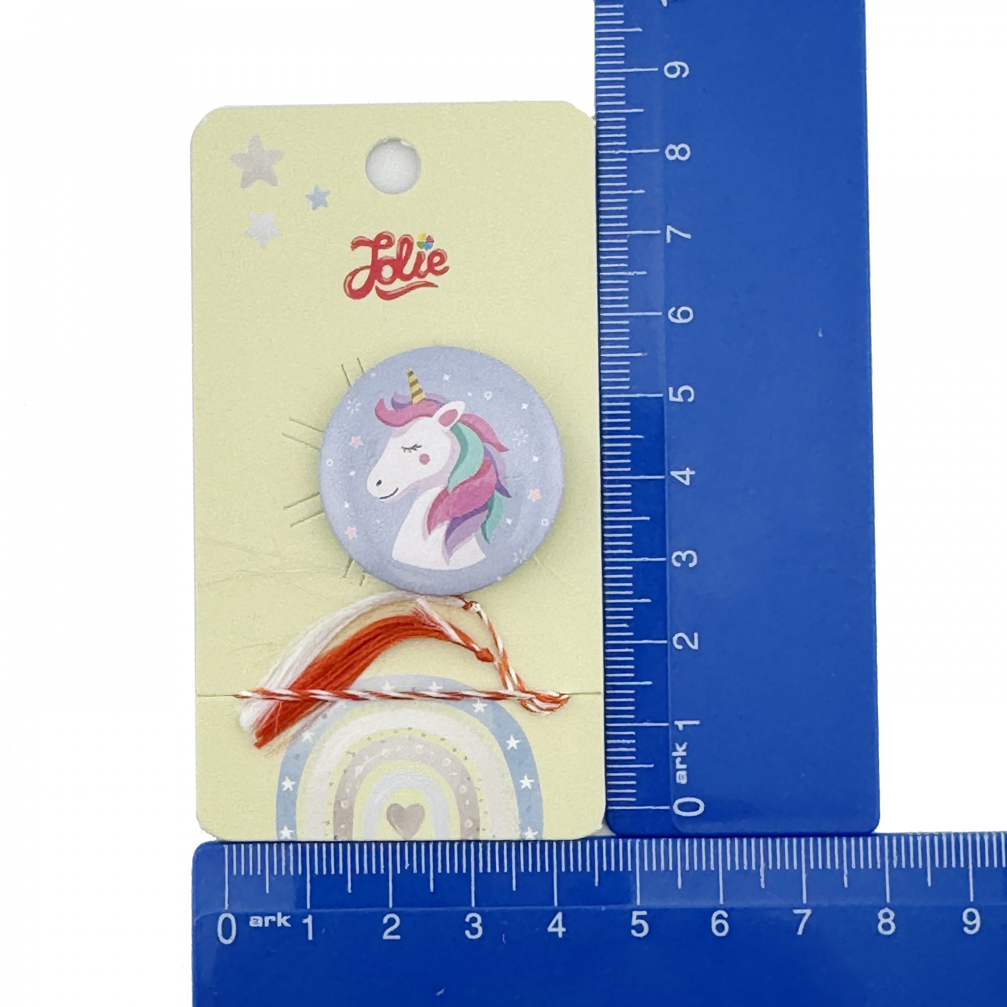 Martisor cu Brosa pentru copii, Jolie, Material Metal, Ambalaj Carton cu Design, Model Unicorn, Mov