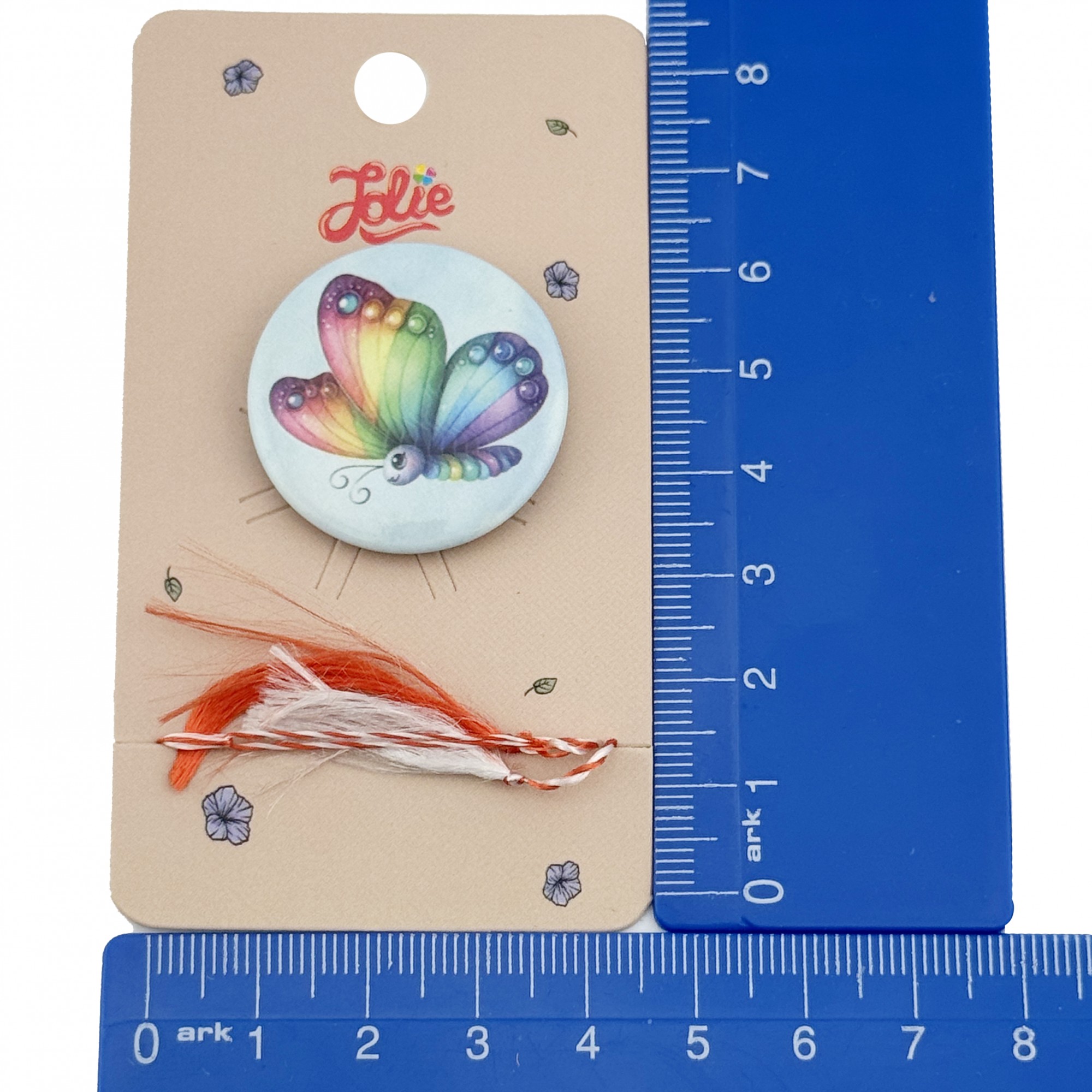 Martisor cu Brosa pentru copii, Jolie, Material Metal, Ambalaj Carton cu Design, Model Fluture, Multicolor