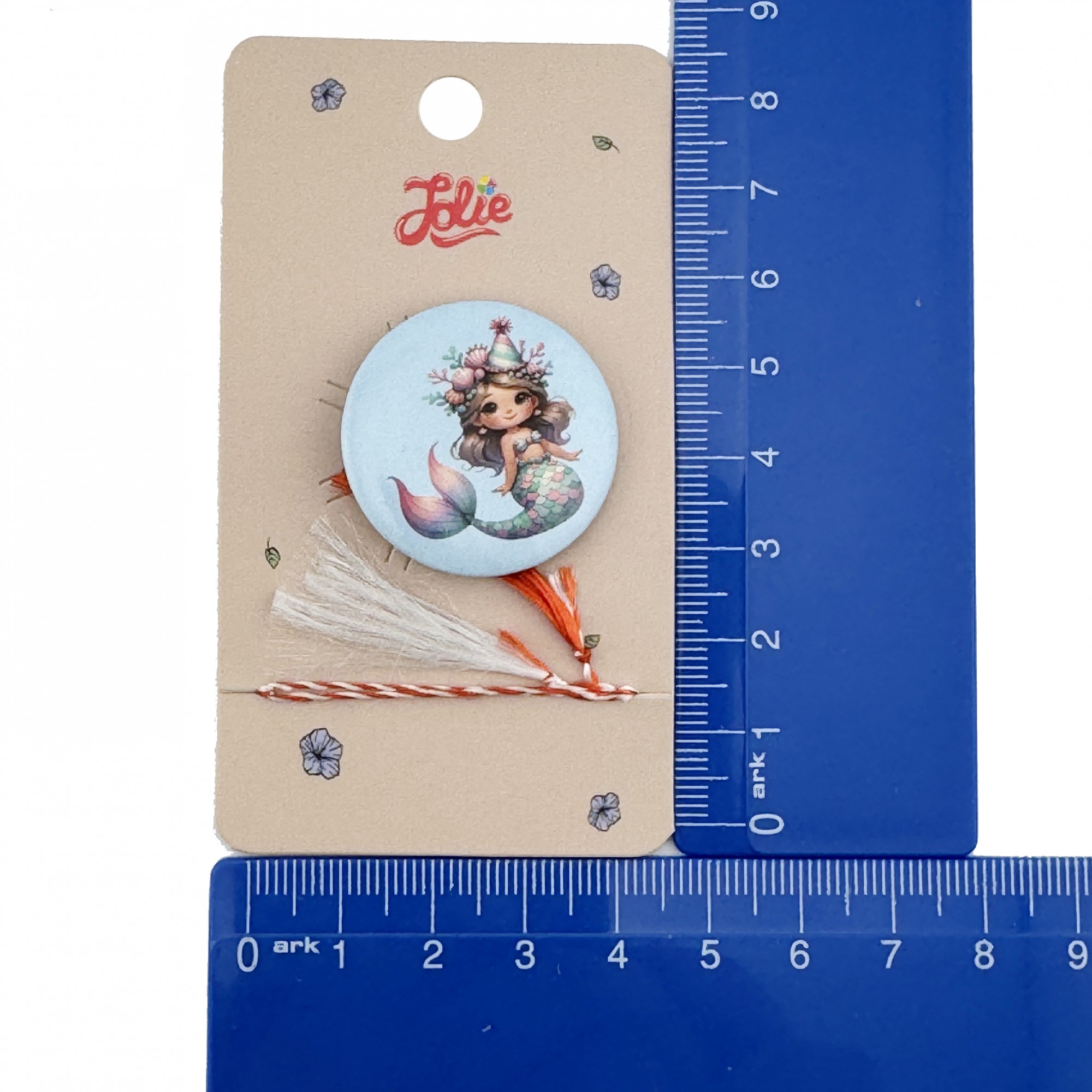 Martisor cu Brosa pentru copii, Jolie, Material Metal, Ambalaj Carton cu Design, Model Sirena, Albastru deschis