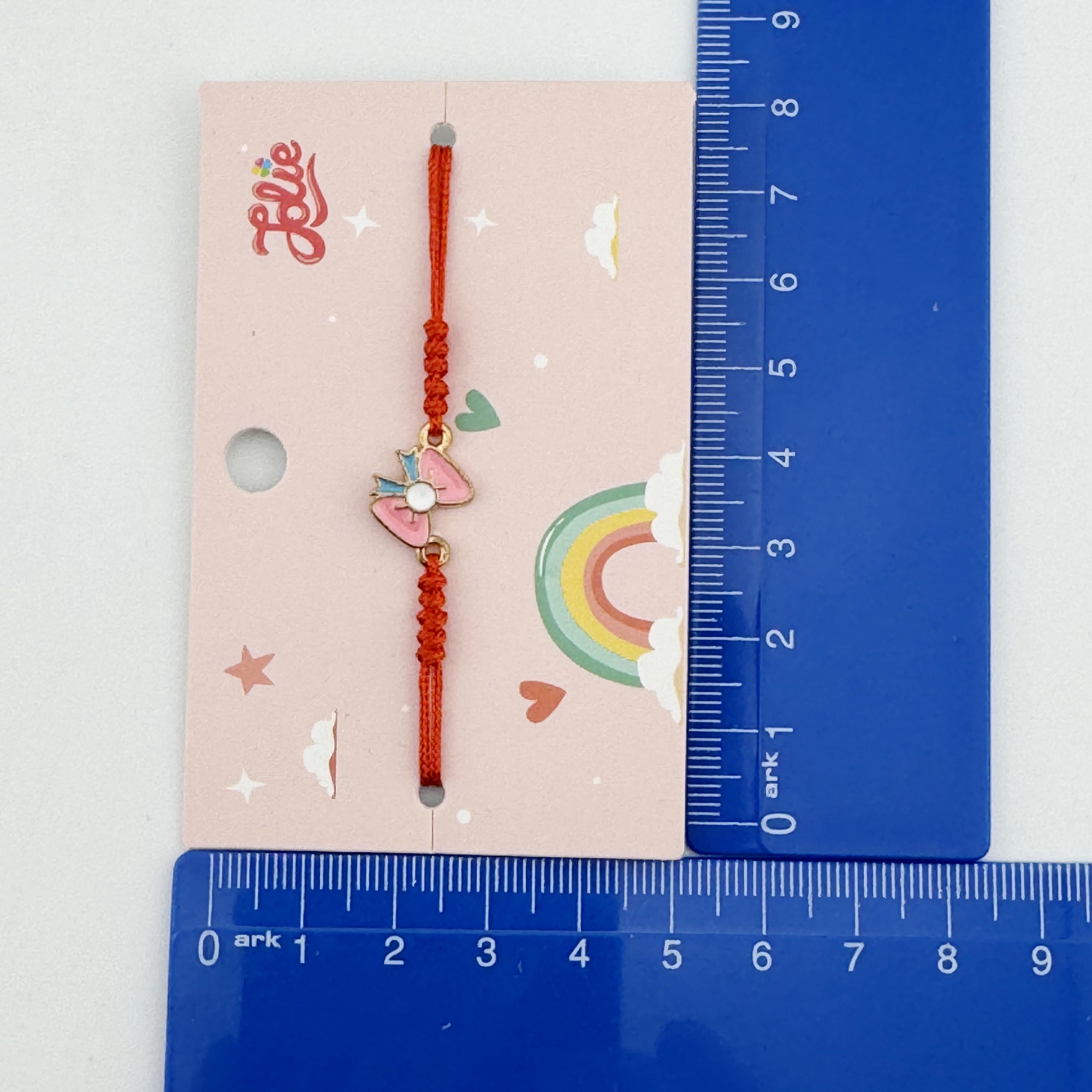 Bratara pentru Copii, Jolie, cu Impletitura Snur Rosu, Model Fundita, Roz