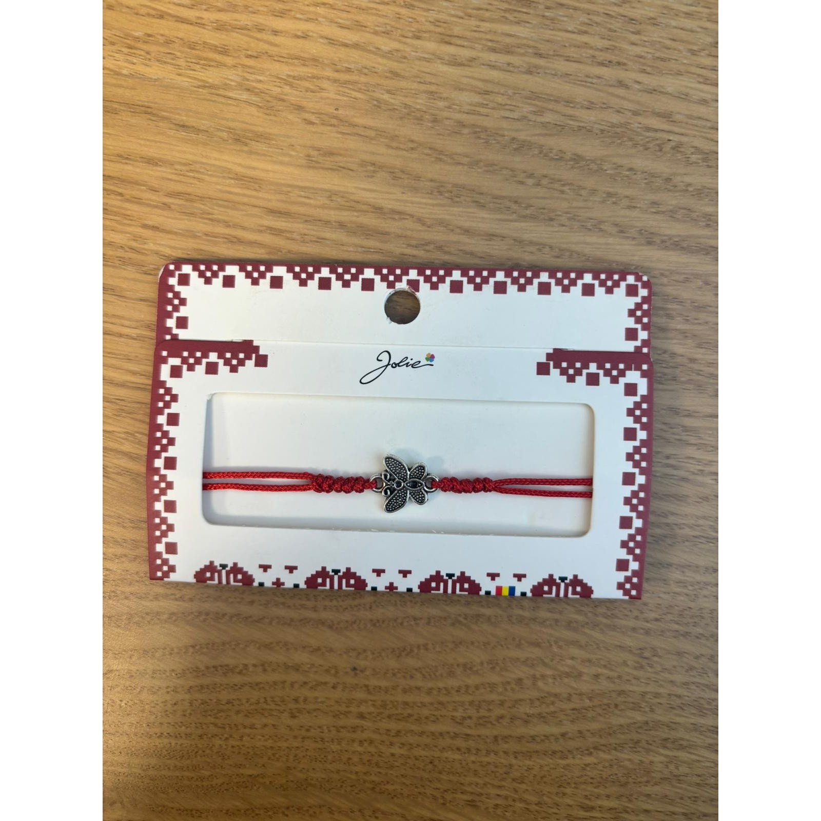 Martisor Bratara Impletita cu Pandantiv Metalic, Model Fluture