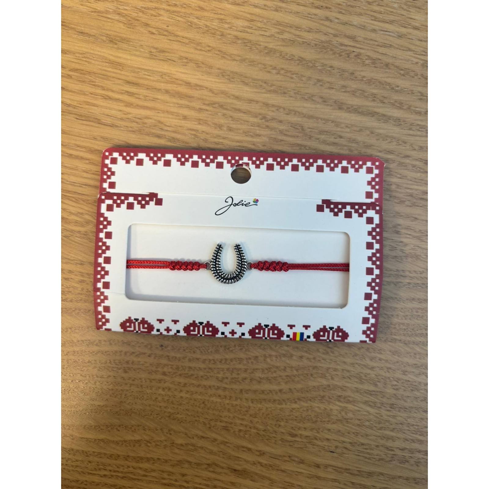 Martisor Bratara Impletita cu Pandantiv Metalic, Model Potcoava