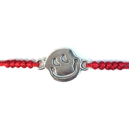 Martisor tip Bratara cu Pandantiv Metalic, Jolie, cu Snur Textil Rosu Impletit, Model Fata Zambitoare, Dimensiune Reglabila, Ambalata Individual