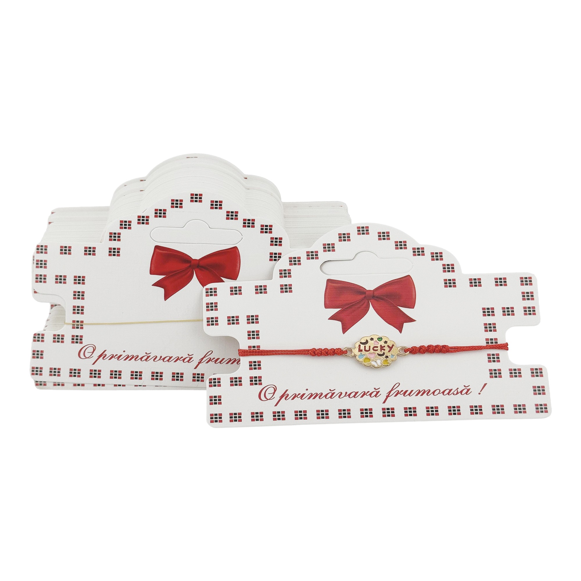 Ambalaje de Carton pentru Martisoare, Flippy, Set 100 Bucati, Cutii pentru Bratari Martisor, Model Funda si Patratele, 10 x 5 cm, Alb
