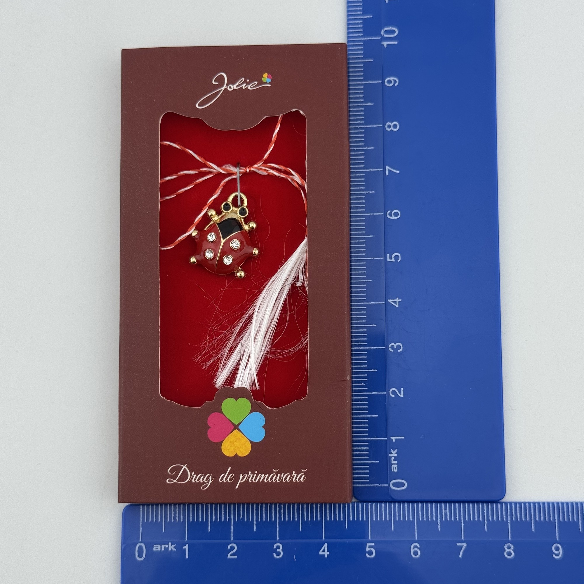 Martisor Pandantiv, Jolie, Drag de Primavara, Model Buburuza, Rosu/Negru