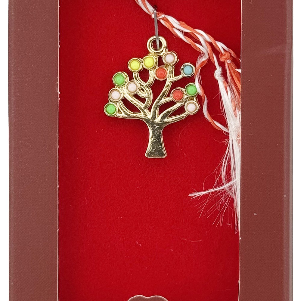 Martisor Pandantiv, Jolie, Drag de Primavara, Model Copac, Rosu/Negru