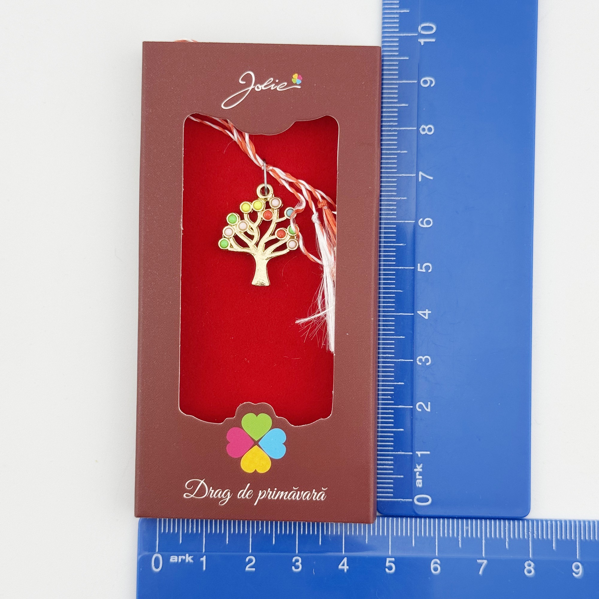 Martisor Pandantiv, Jolie, Drag de Primavara, Model Copac, Rosu/Negru