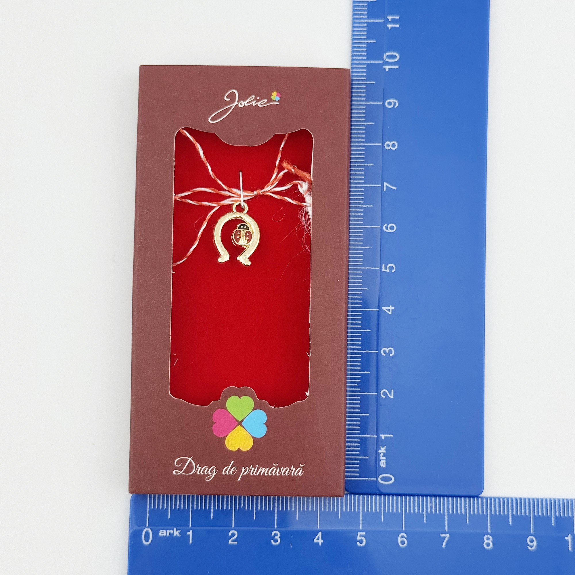 Martisor Pandantiv, Jolie, Drag de Primavara, Model Portcoava Buburuza, Rosu/Negru