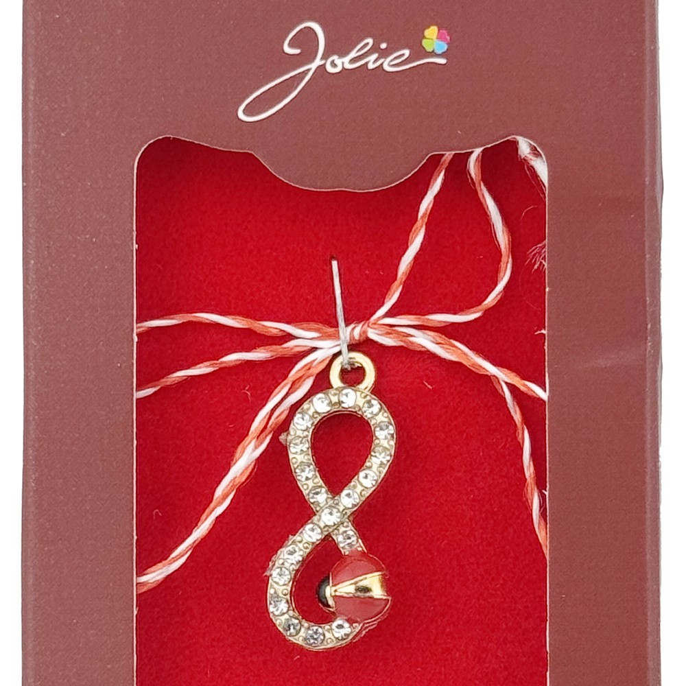 Martisor Pandantiv, Jolie, Drag de Primavara, Model Infinit / Buburuza, Rosu/Negru