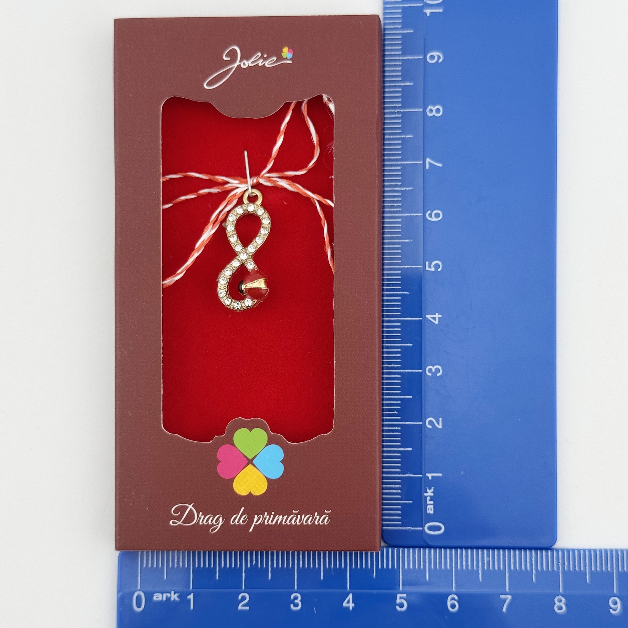 Martisor Pandantiv, Jolie, Drag de Primavara, Model Infinit / Buburuza, Rosu/Negru