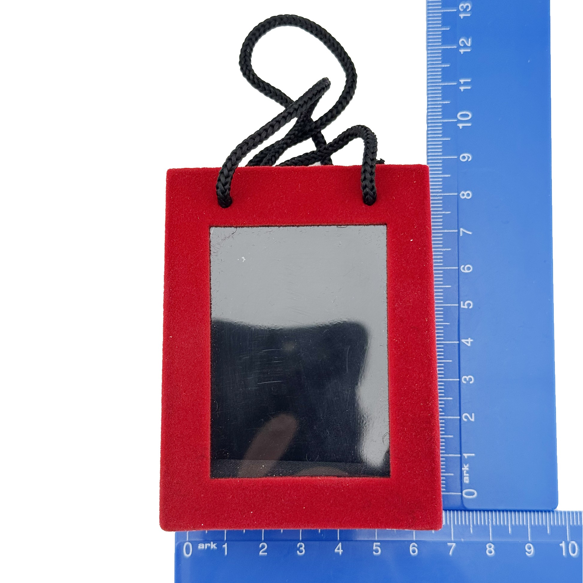 Set 12 Cutii pentru Martisoare Flippy, Forma Gentuta cu Capac Transparent tip Display, Catifea Rosie, 65x85x40 mm