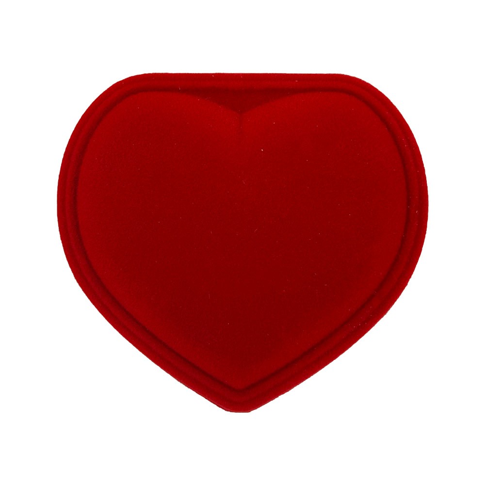 Set 12 Cutii de Bijuterii, Catifea rosie, Model Inima, 9 x 8 cm