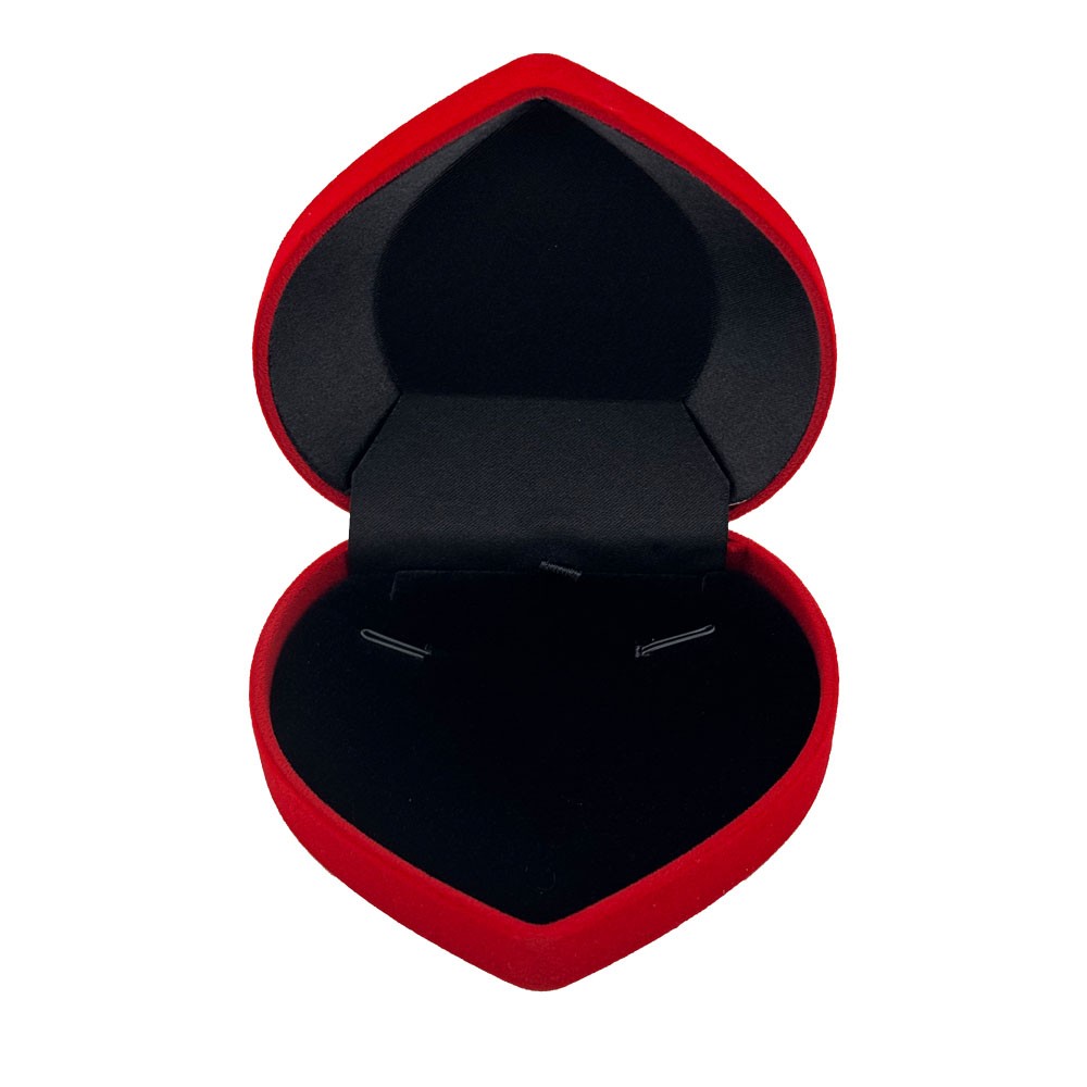 Set 12 Cutii de Bijuterii, Catifea rosie, Model Inima, 9 x 8 cm