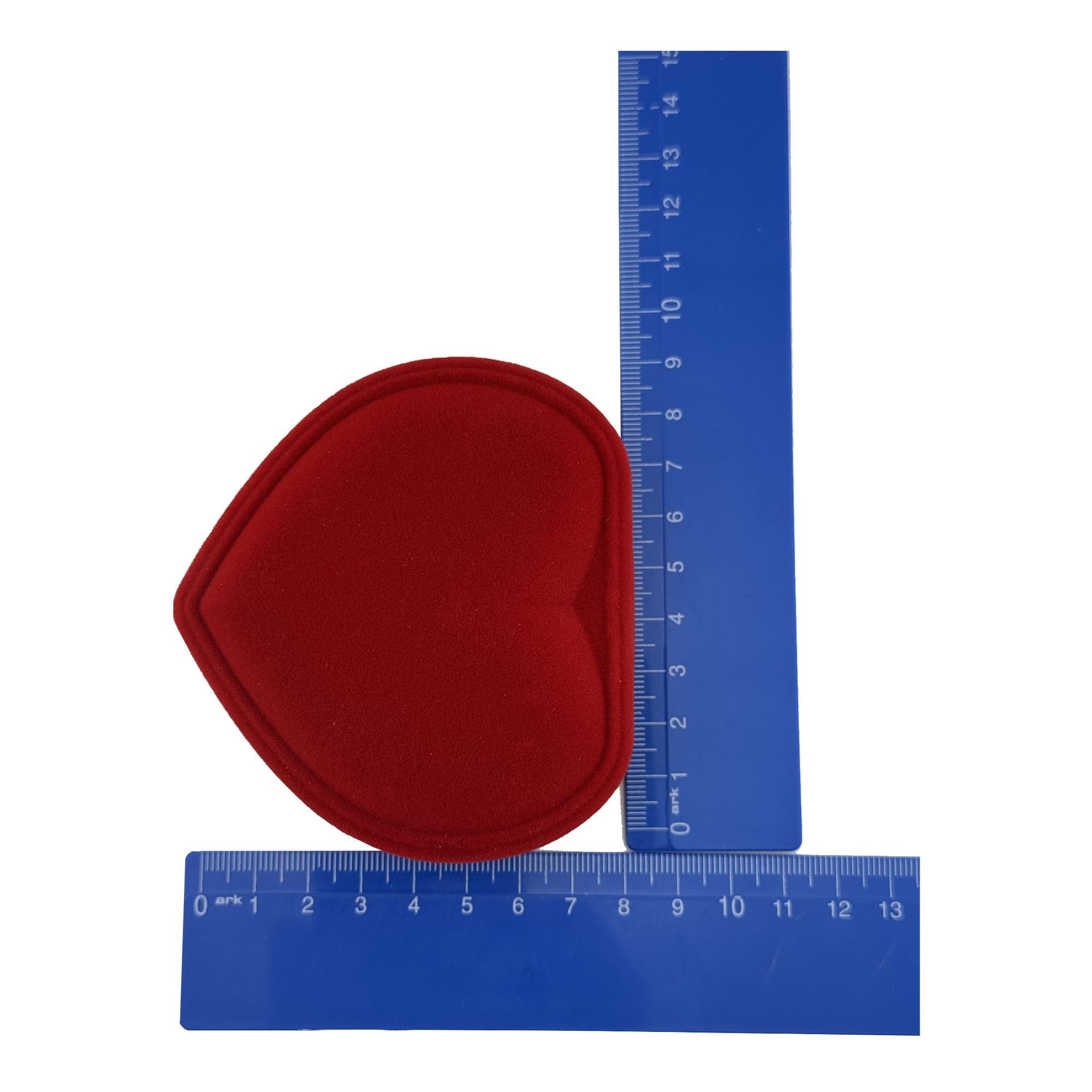 Set 12 Cutii de Bijuterii, Catifea rosie, Model Inima, 9 x 8 cm