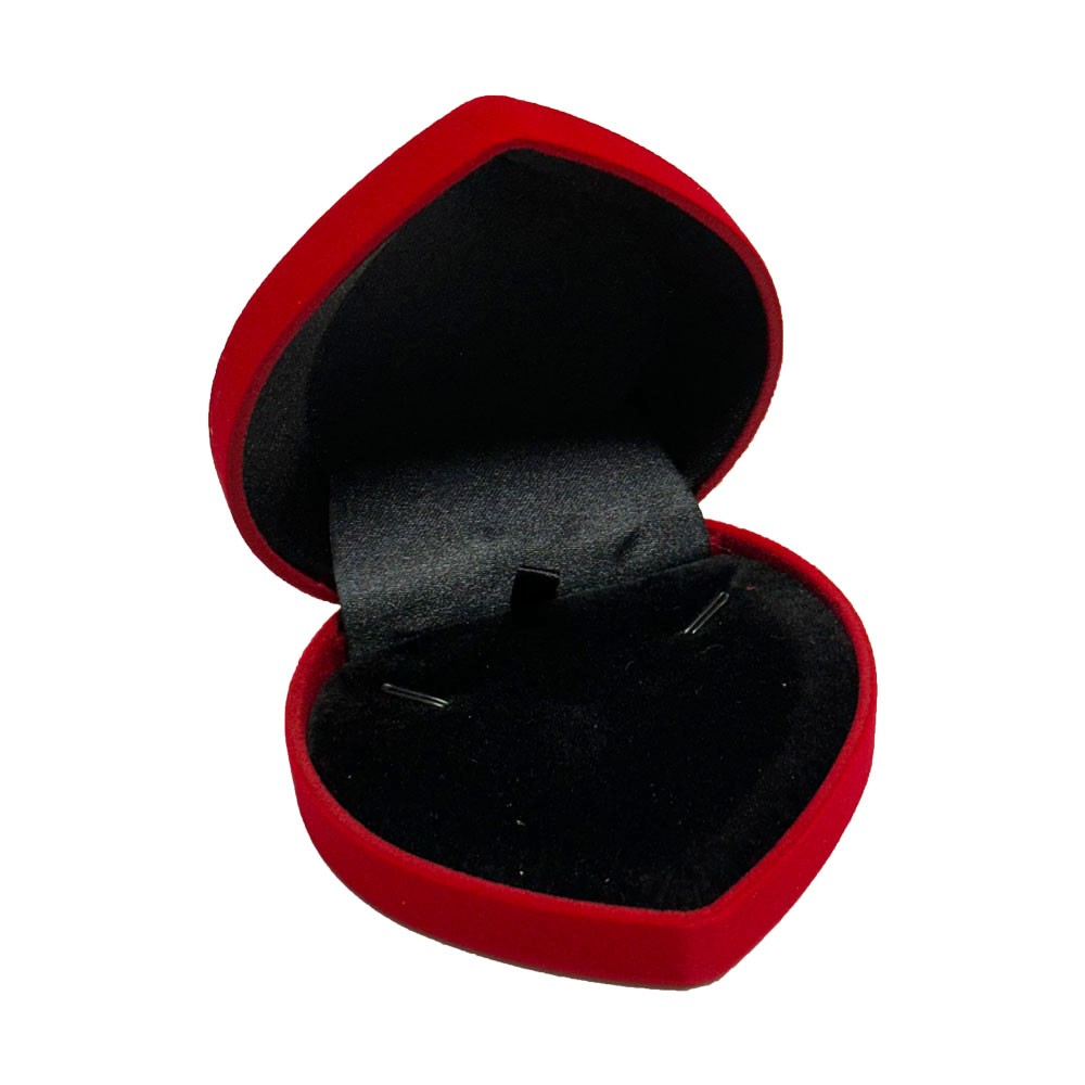 Set 12 Cutii de Bijuterii, Catifea rosie, Model Inima, 9 x 8 cm