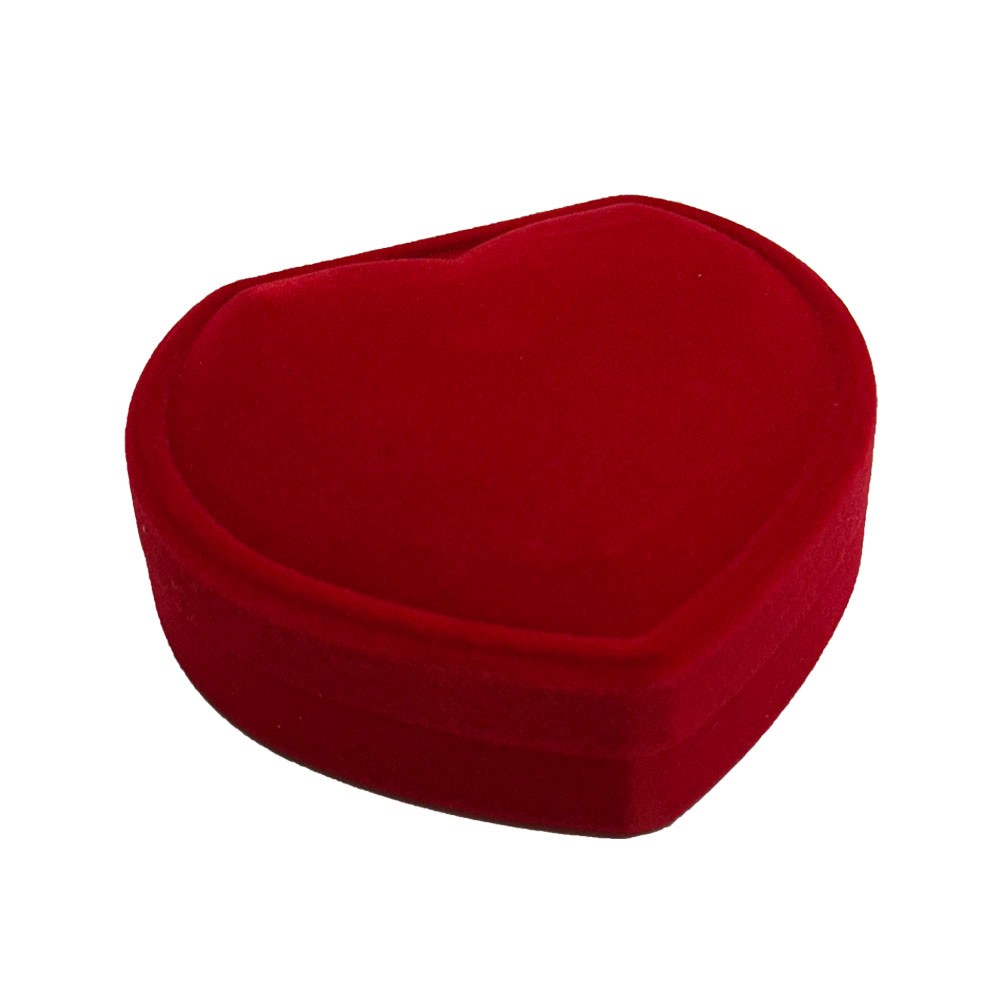 Set 12 Cutii de Bijuterii, Catifea rosie, Model Inima, 9 x 8 cm