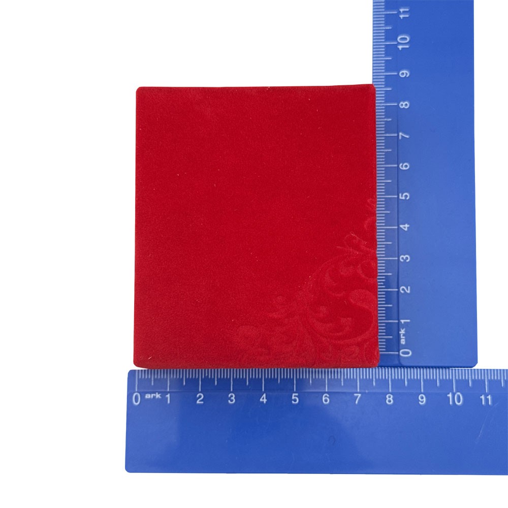 Set 12 Cutii de Bijuterii, Catifea rosie, Imprimeu Floral , 7 x 8 cm