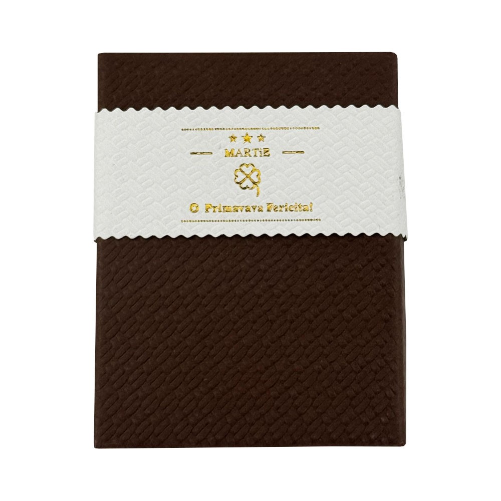 Set 12 Cutii pentru Martisoare/Brose, Flippy, Model Crem cu Maro, Forma Dreptunghi, 6,5 x 8,5 cm, Carton, Interior Moale