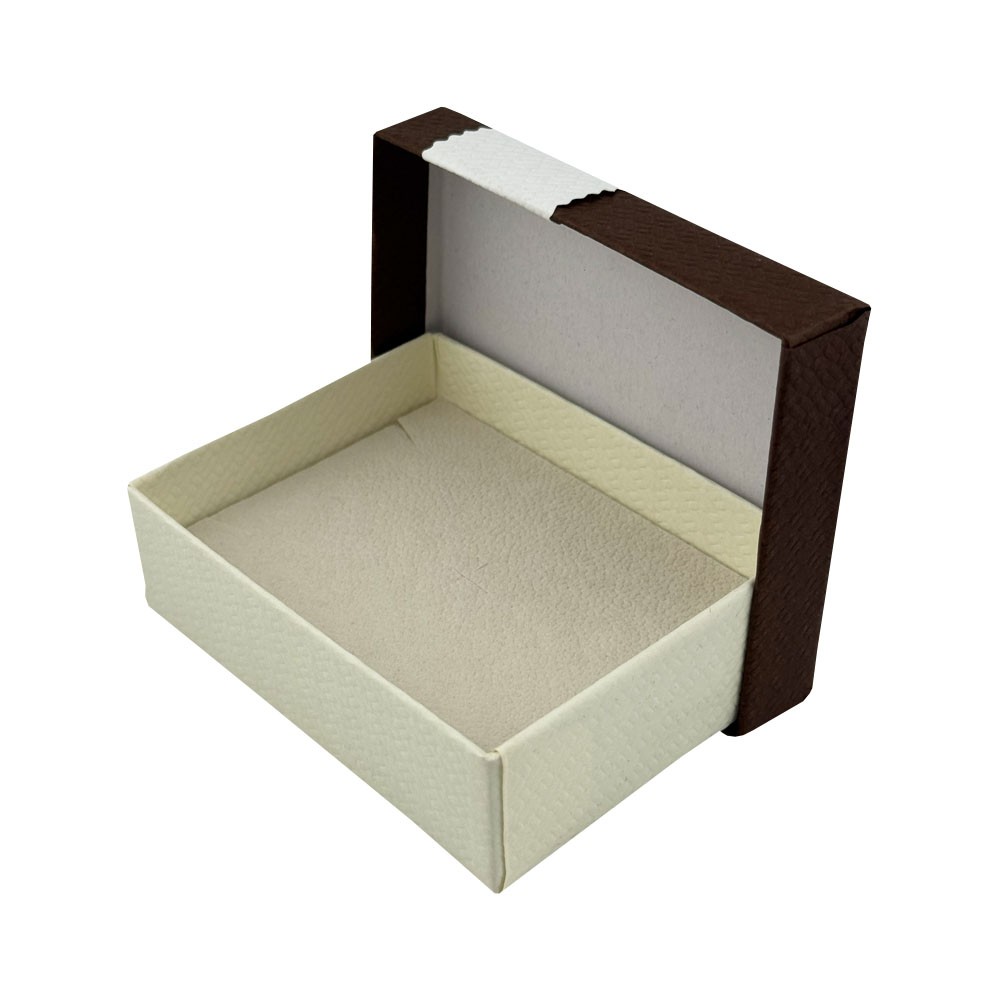 Set 12 Cutii pentru Martisoare/Brose, Flippy, Model Crem cu Maro, Forma Dreptunghi, 6,5 x 8,5 cm, Carton, Interior Moale