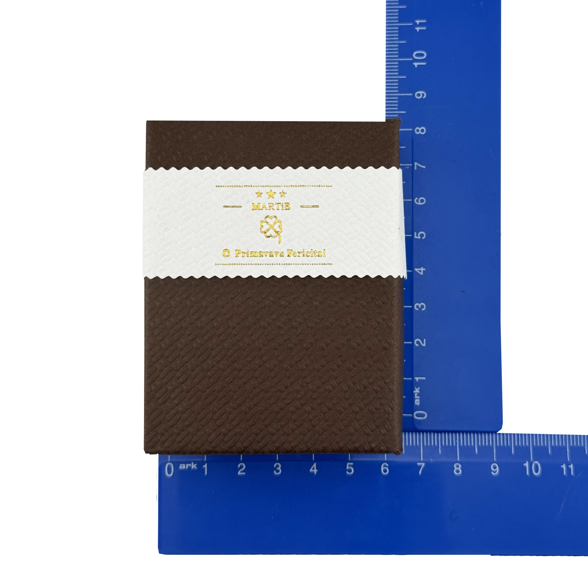 Set 12 Cutii pentru Martisoare/Brose, Flippy, Model Crem cu Maro, Forma Dreptunghi, 6,5 x 8,5 cm, Carton, Interior Moale