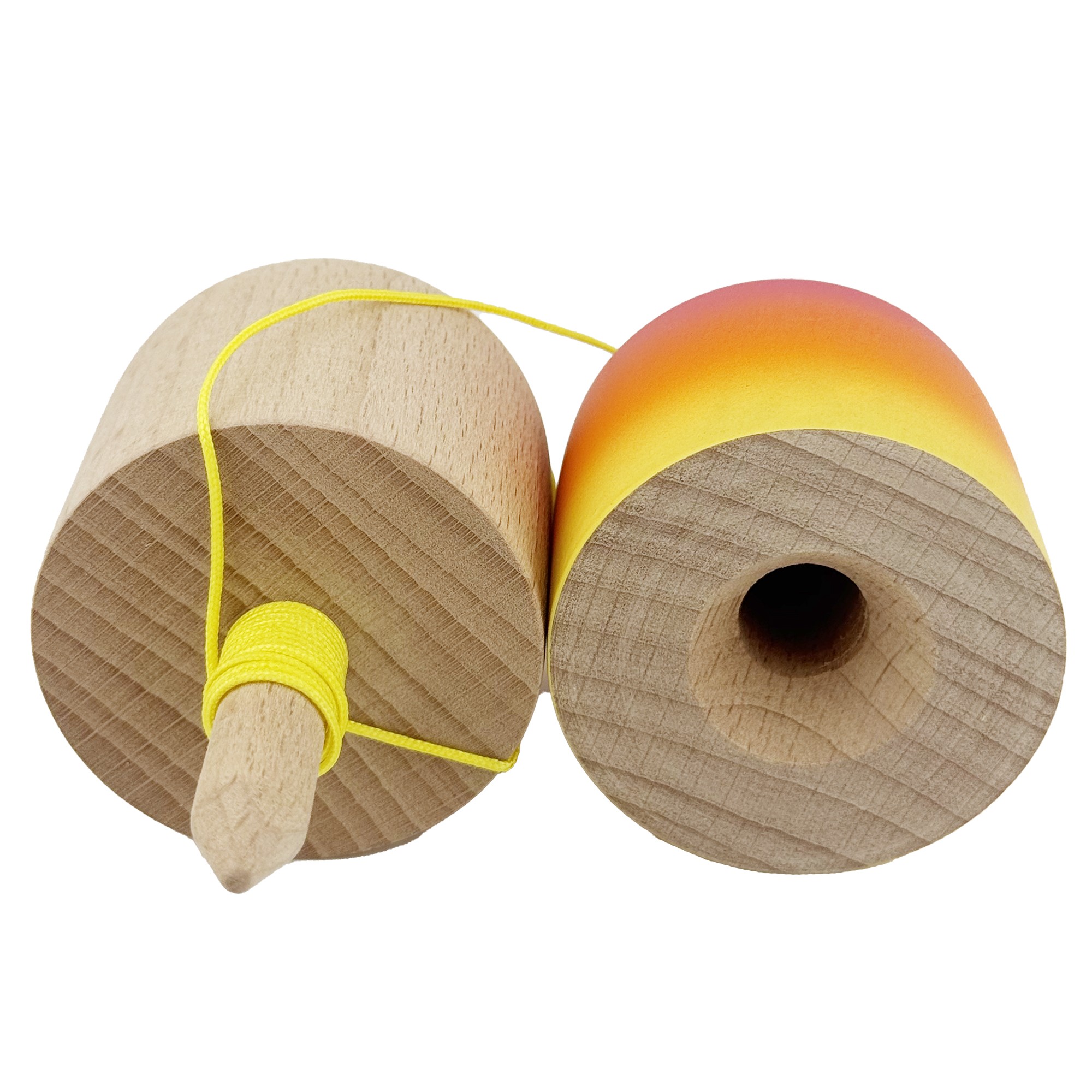 Kendama Pill X Originala, Flippy, Profesionala Model Rubber Grip Pilula, din Lemn, Varsta 9+, Ata 62/65 cm, 11 x 5 x 5 cm, Gradient Roz/Portocaliu/Galben