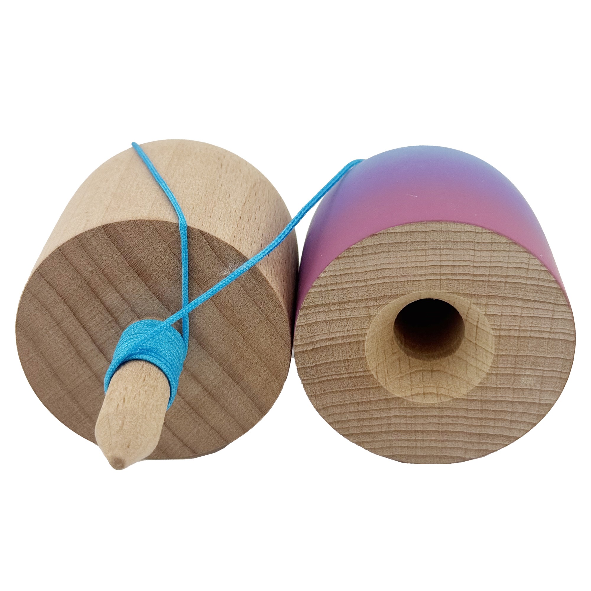 Kendama Pill X Originala, Flippy, Profesionala Model Rubber Grip Pilula, din Lemn, Varsta 9+, Ata 62/65 cm, 11 x 5 x 5 cm, Gradient Albastru deschis/Rosu