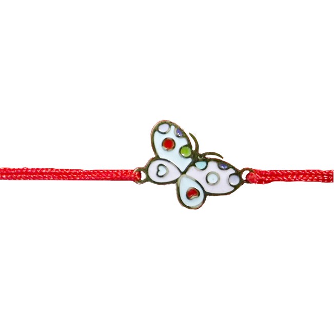 Bratara Placata cu Aur 24k Copii, Jolie, Model Fluture, Pandativ din Metal in Culori, Snur Rosu Impletit, Dimensiune Reglabila, Ambalata Individual