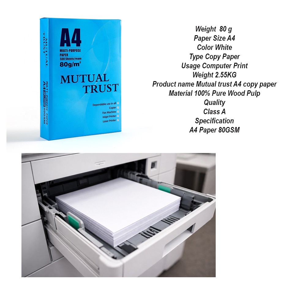 Hartie Copiator A4 Mutual Trust, Flippy, 80 g/mp, 500 coli/top, 210 x 297 mm, Hartie Multifunctionala pentru Imprimanta si Copiator, Hartie Universala pentru Birou