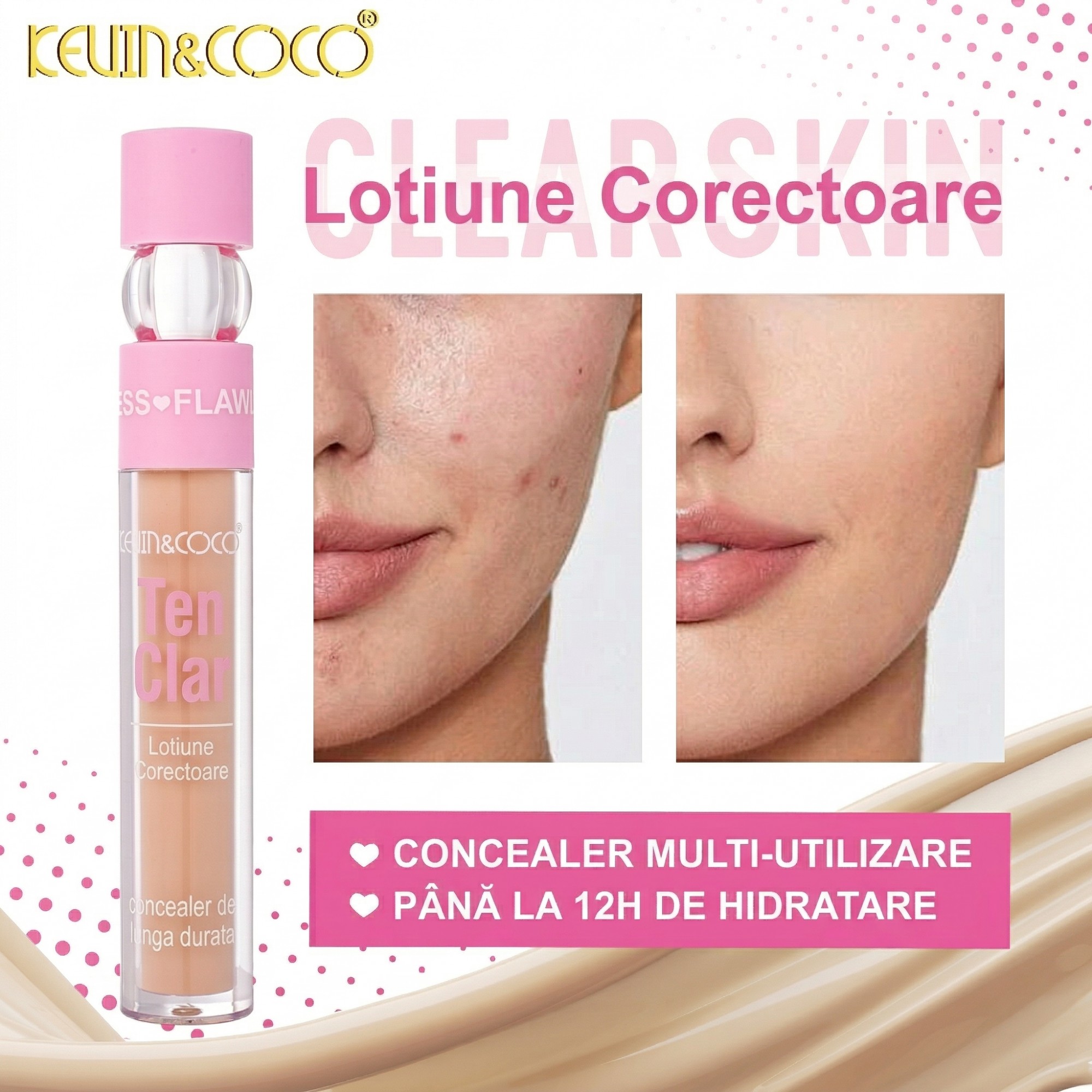 Detaliu Concealer Kevin&Coco aplicat pe piele
