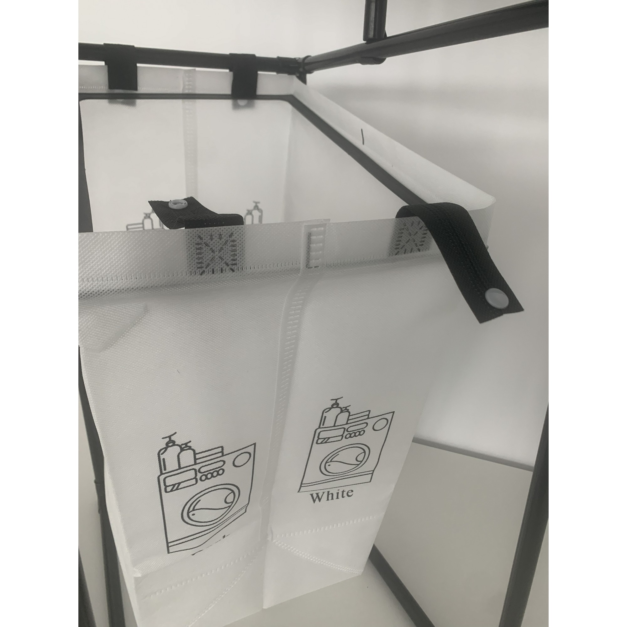 RESIGILIAT - Cos de Rufe, Flippy, cu 2 Etaje, 2 Cosuri, Cadru de Otel Inoxidabil, 97x44x31 cm, Negru